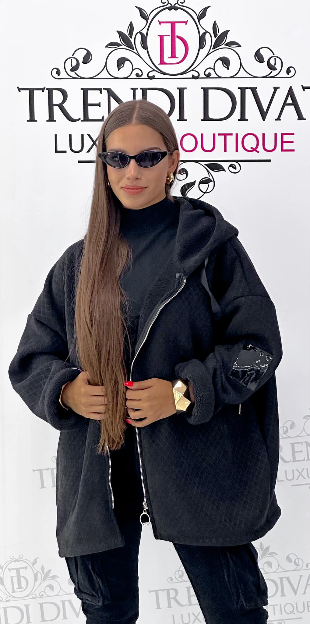 Soft-soft lining, thick, loose-fitting cardigan with patterned fabric - Image 13