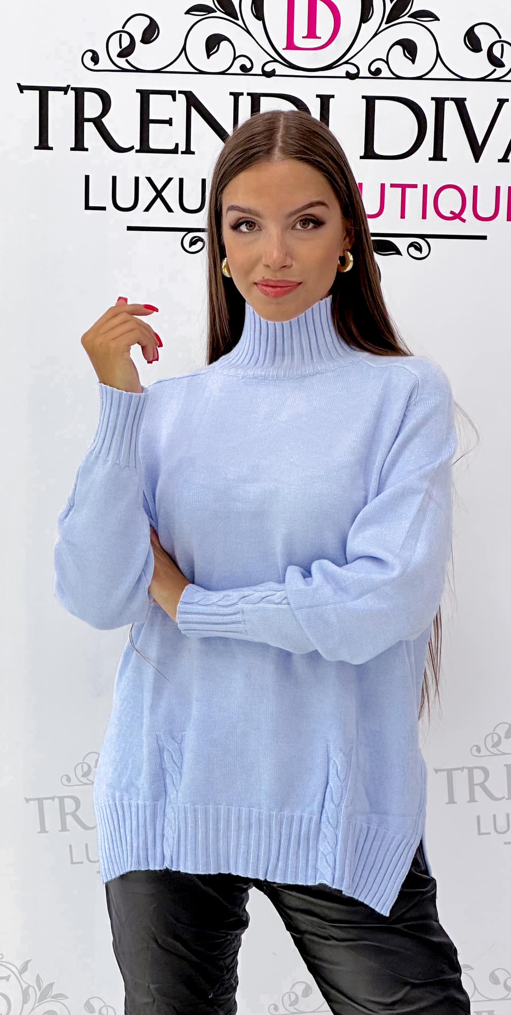 Turtleneck with side slits, soft, thicker knit fabric - Image 8