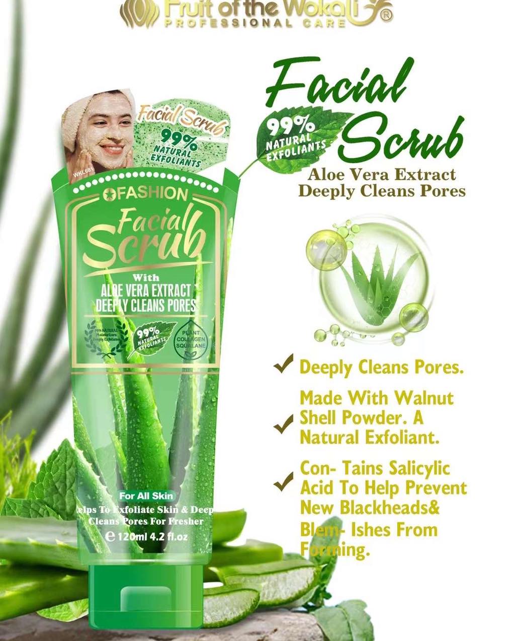 Aloe vera soothing facial scrub 120 ml