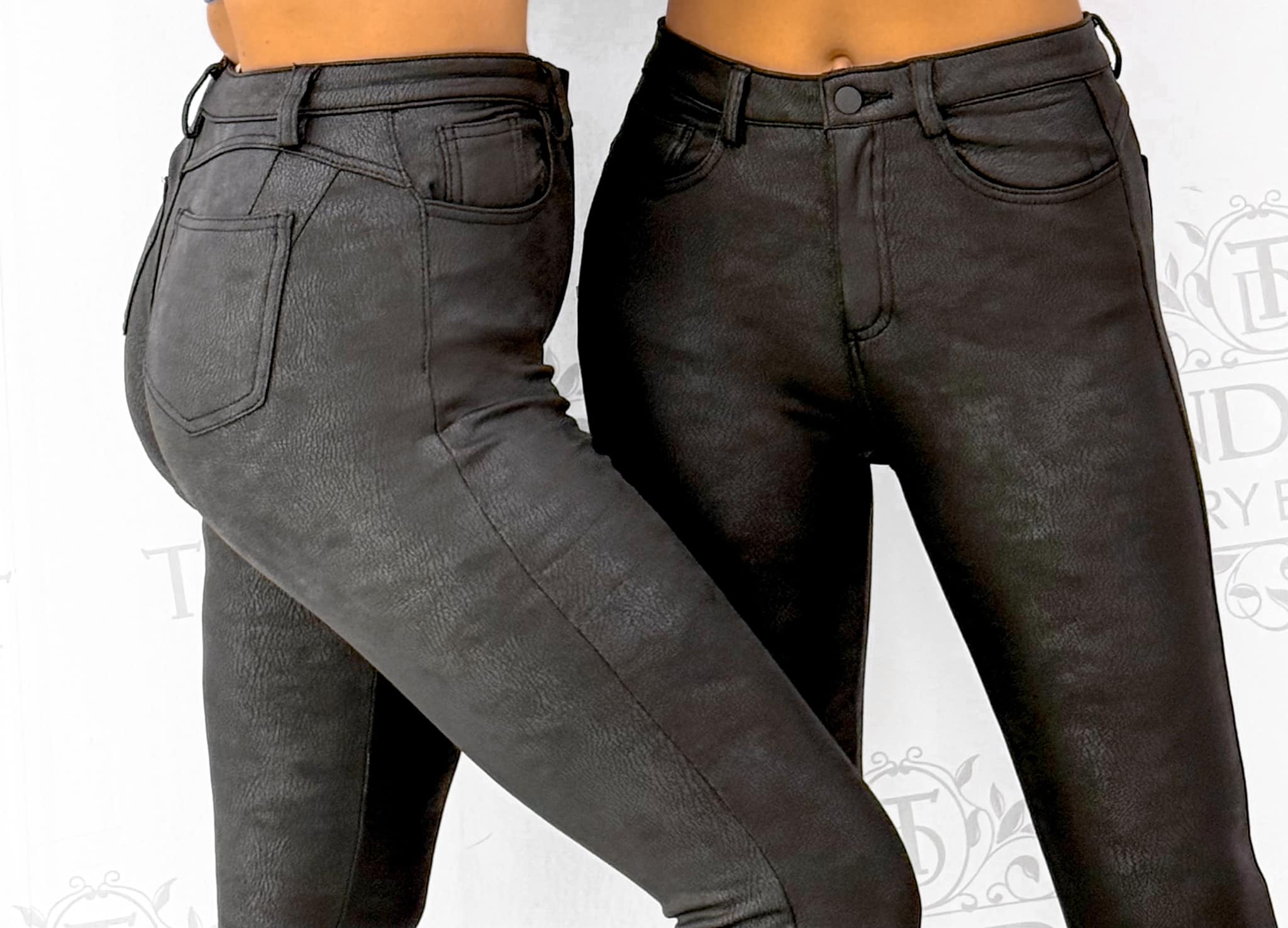 Elastic trousers with special abraded leather effect, fluffy inside - Image 9