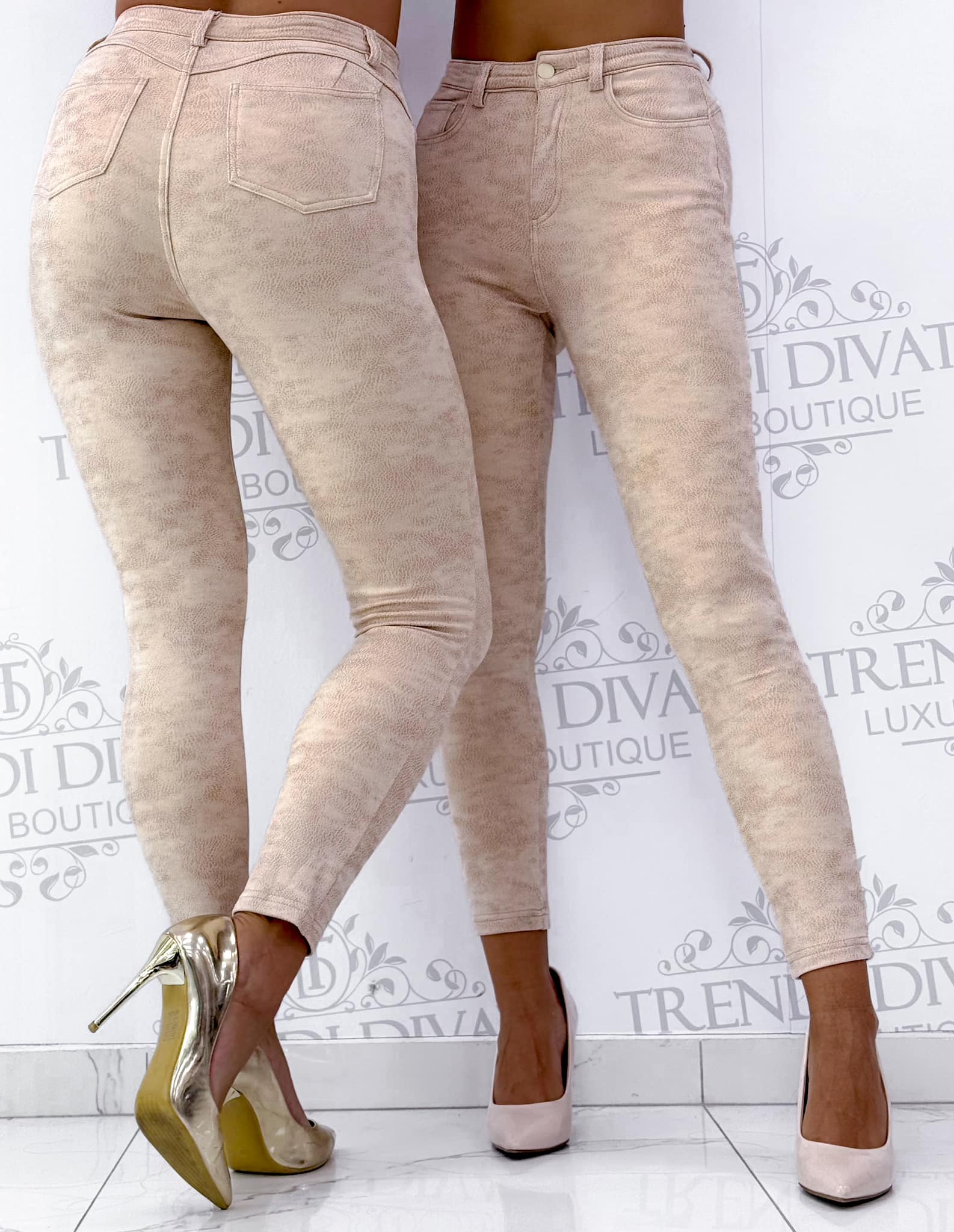 Elastic trousers with special abraded leather effect, fluffy inside - Image 7