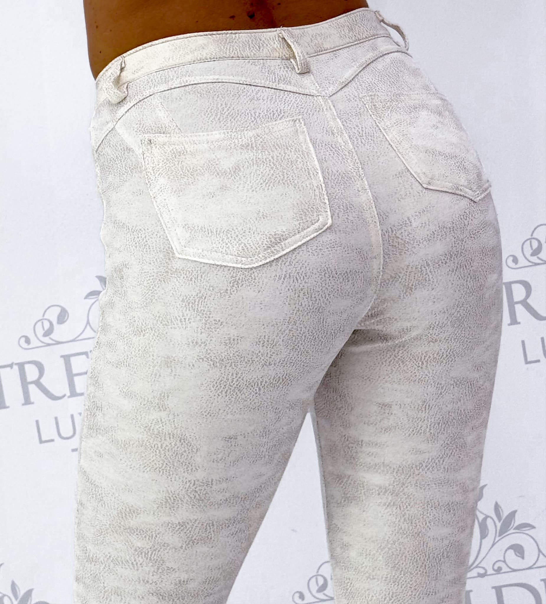 Elastic trousers with special abraded leather effect, fluffy inside - Image 14