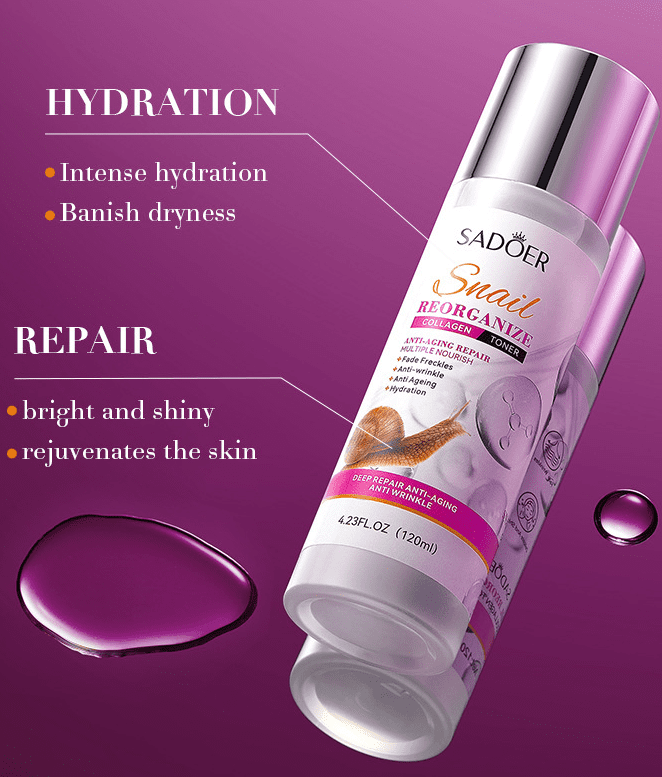 Sadoer Snail Reorganise collagen tonic with collagen and snail mucus extract 120 ml - Image 2