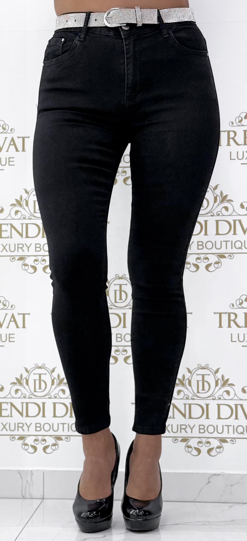 Plus size jeans "5617-13" with stones on the pockets - Image 3