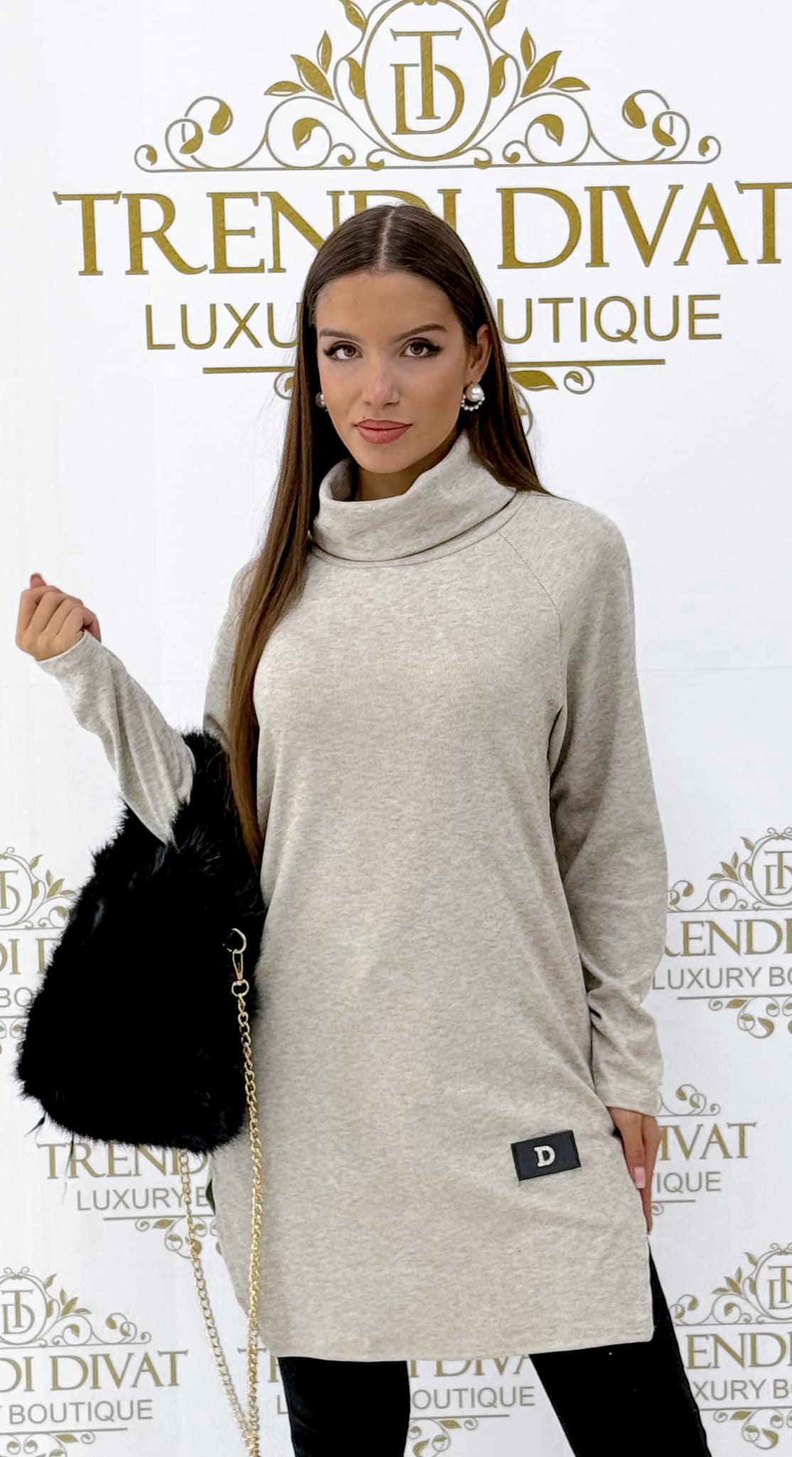 Tunic in soft tabby fabric "D" with two side slits - Image 9