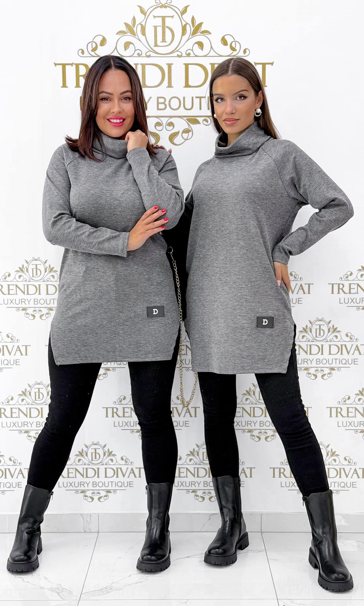 Tunic in soft tabby fabric "D" with two side slits - Image 25