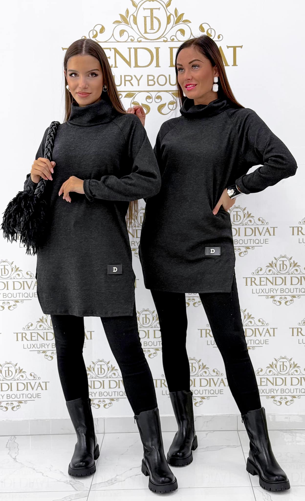 Tunic in soft tabby fabric "D" with two side slits - Image 18