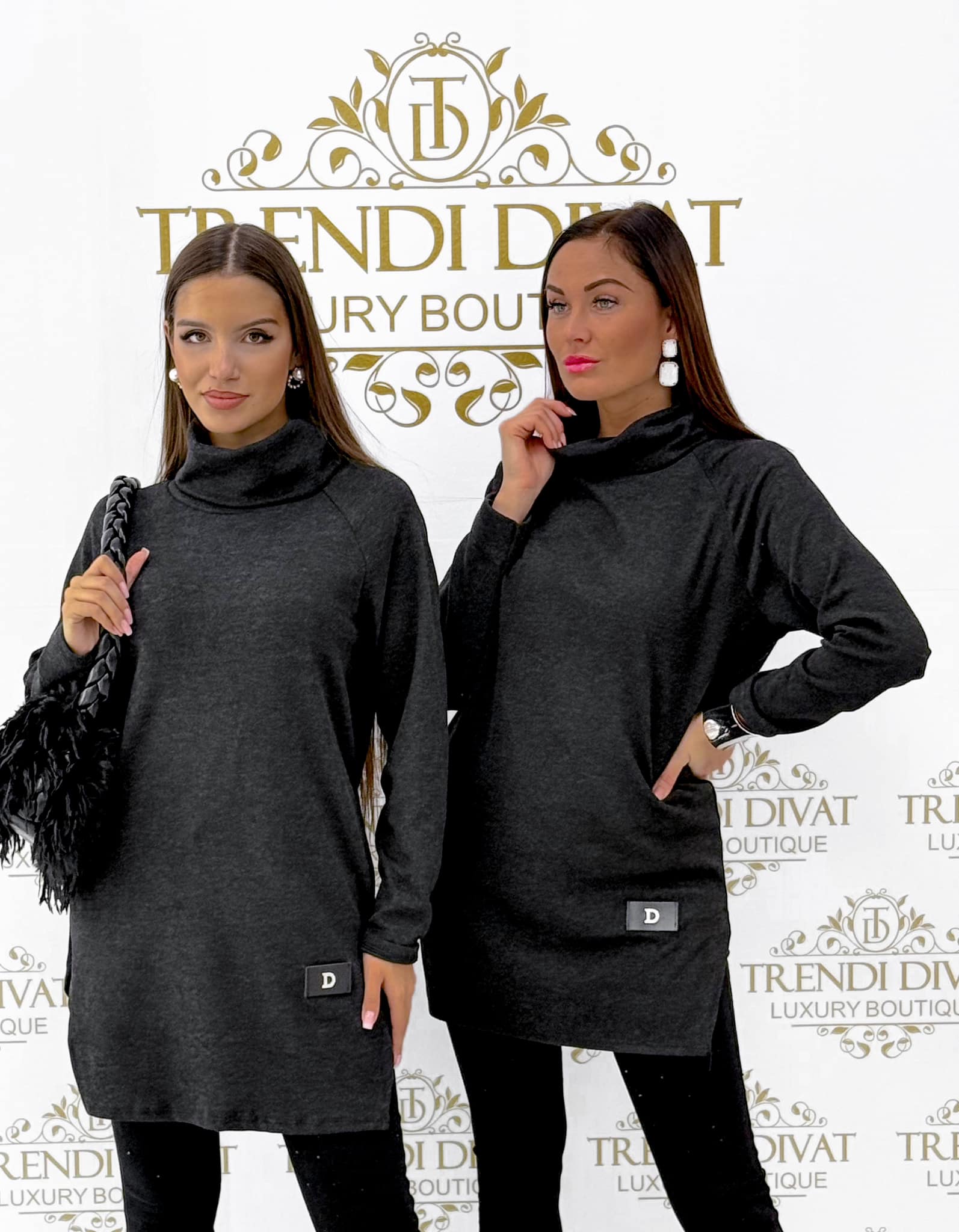 Tunic in soft tabby fabric "D" with two side slits - Image 19