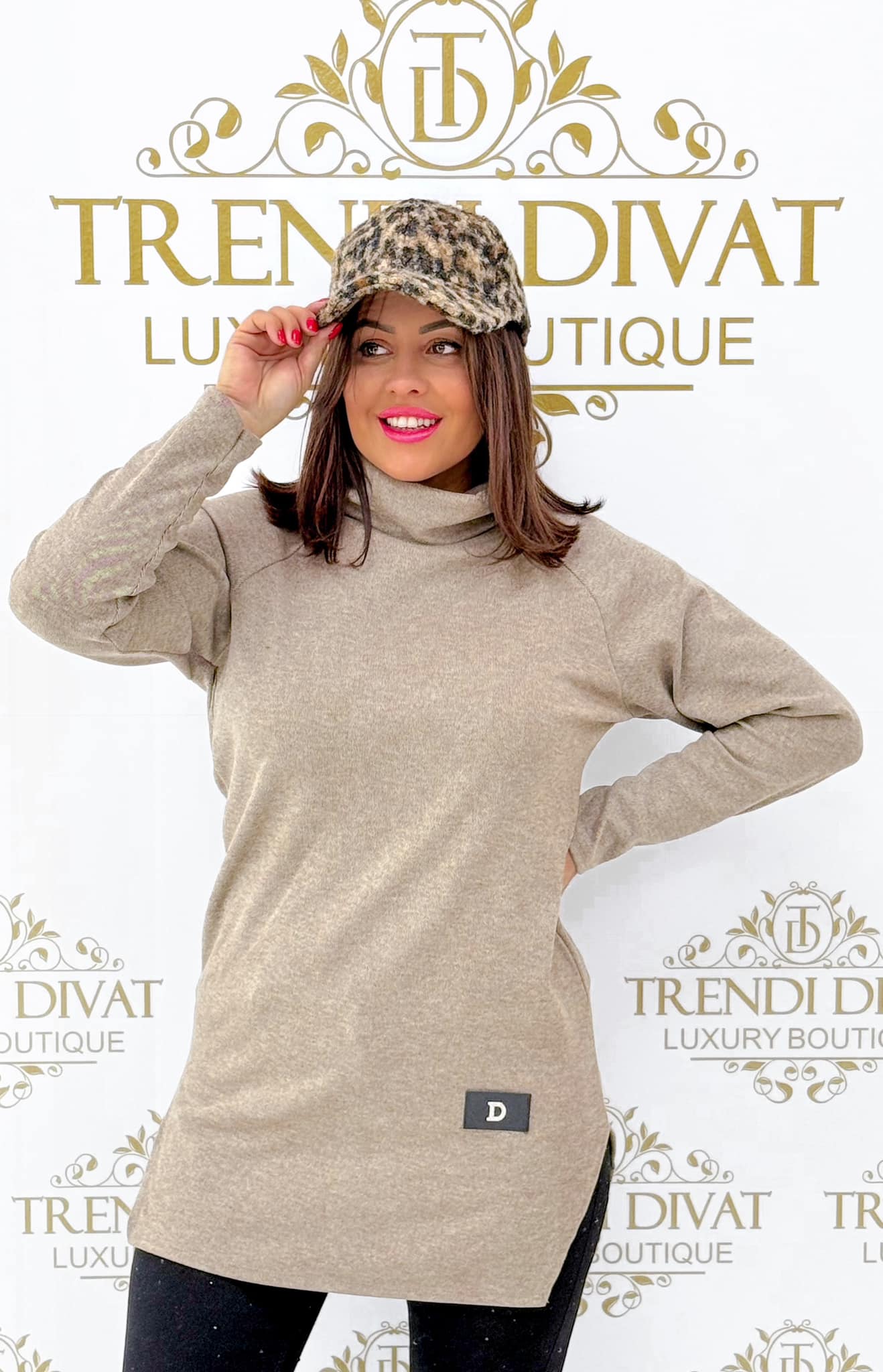 Tunic in soft tabby fabric "D" with two side slits - Image 4