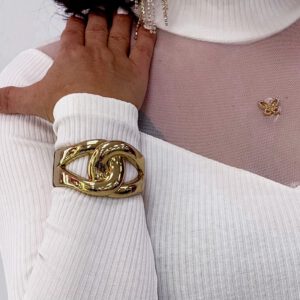 Twisted gold bangle bracelet