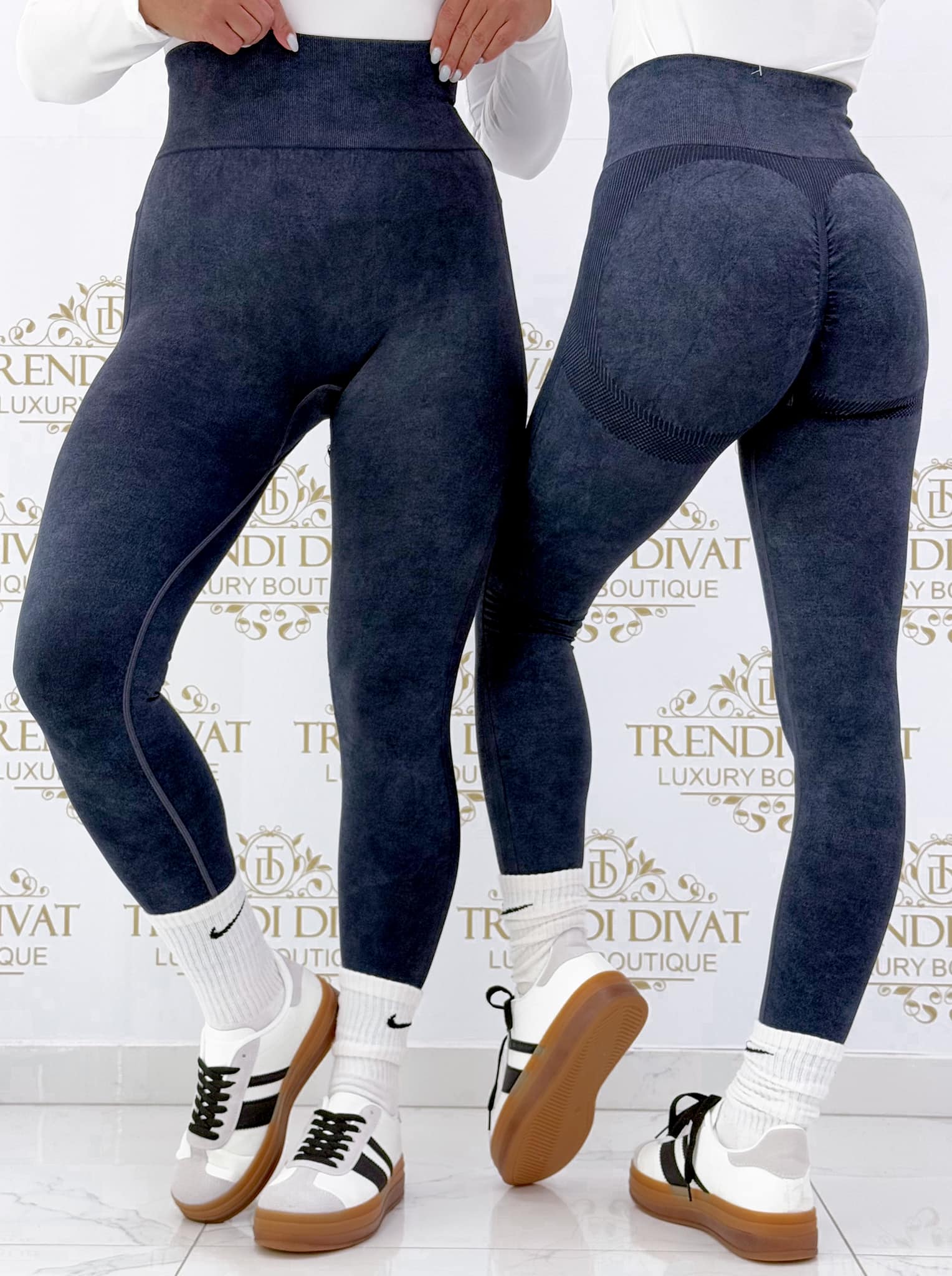 Shaping leggings "CH-2991" with batik effect, pulled at the bottom - Image 8