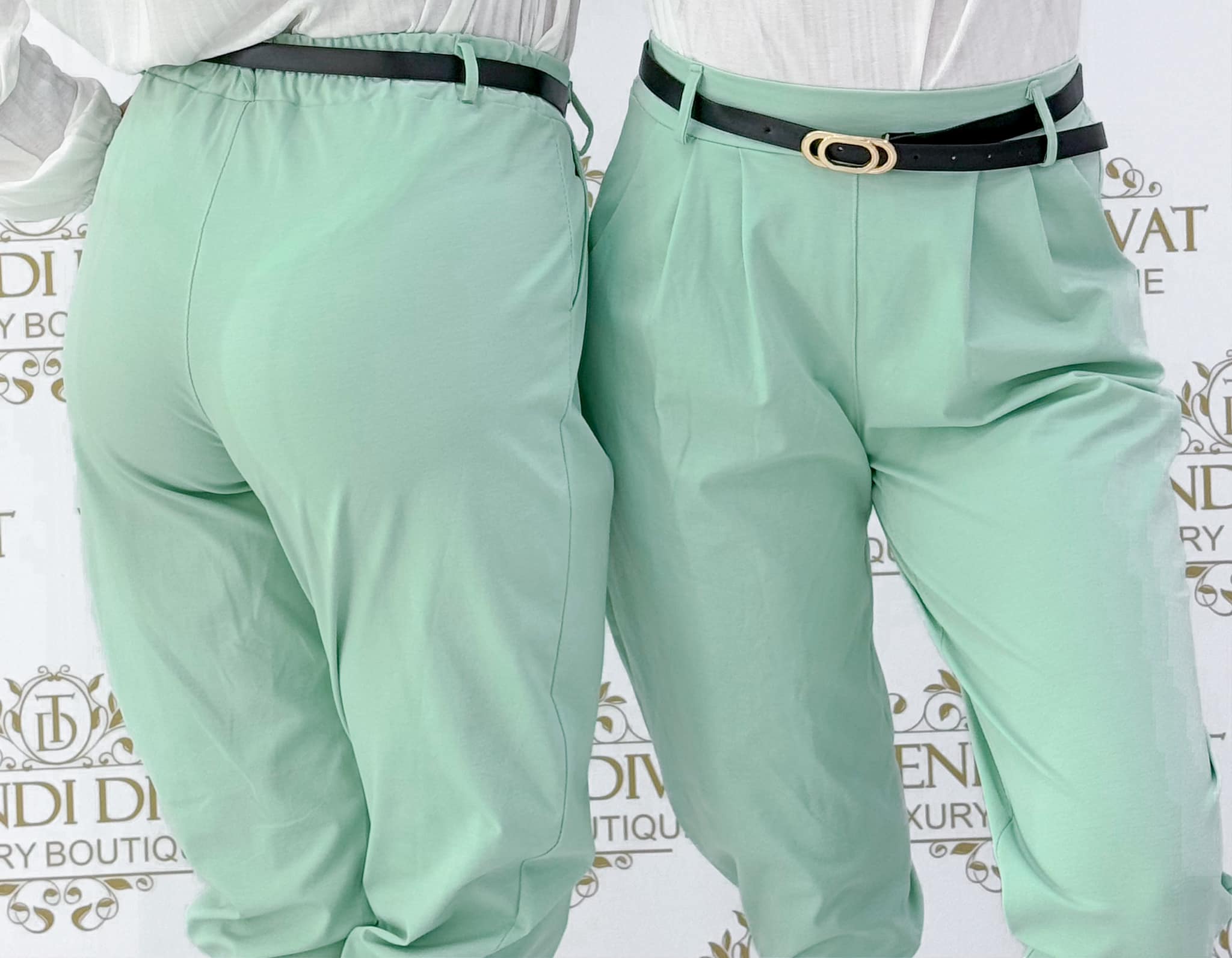 Elastic linen fabric breeches with gift belt - Image 18