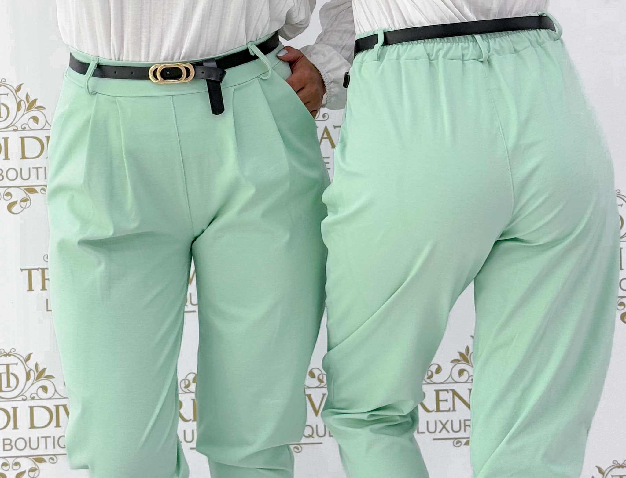 Elastic linen fabric breeches with gift belt - Image 17