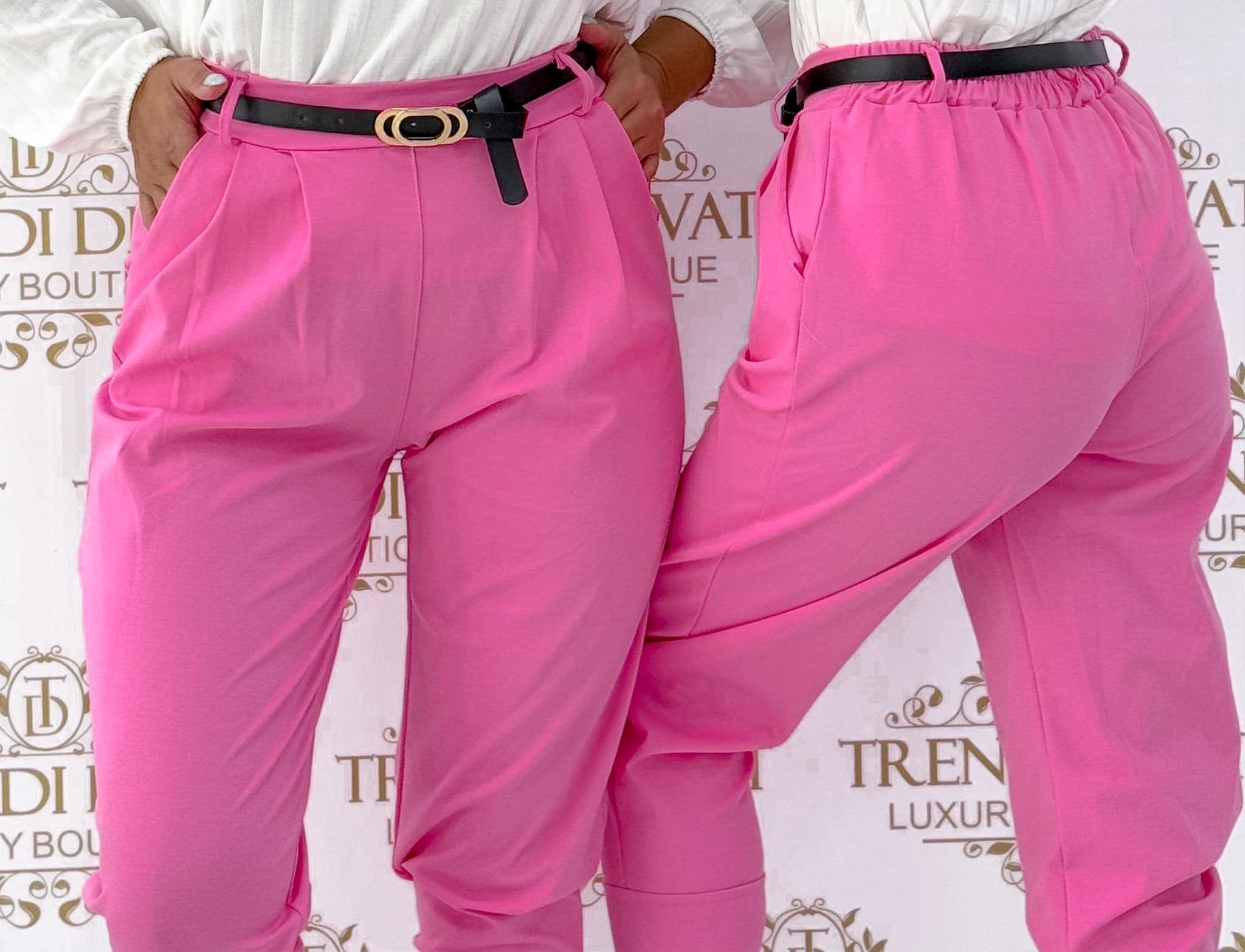 Elastic linen fabric breeches with gift belt - Image 9