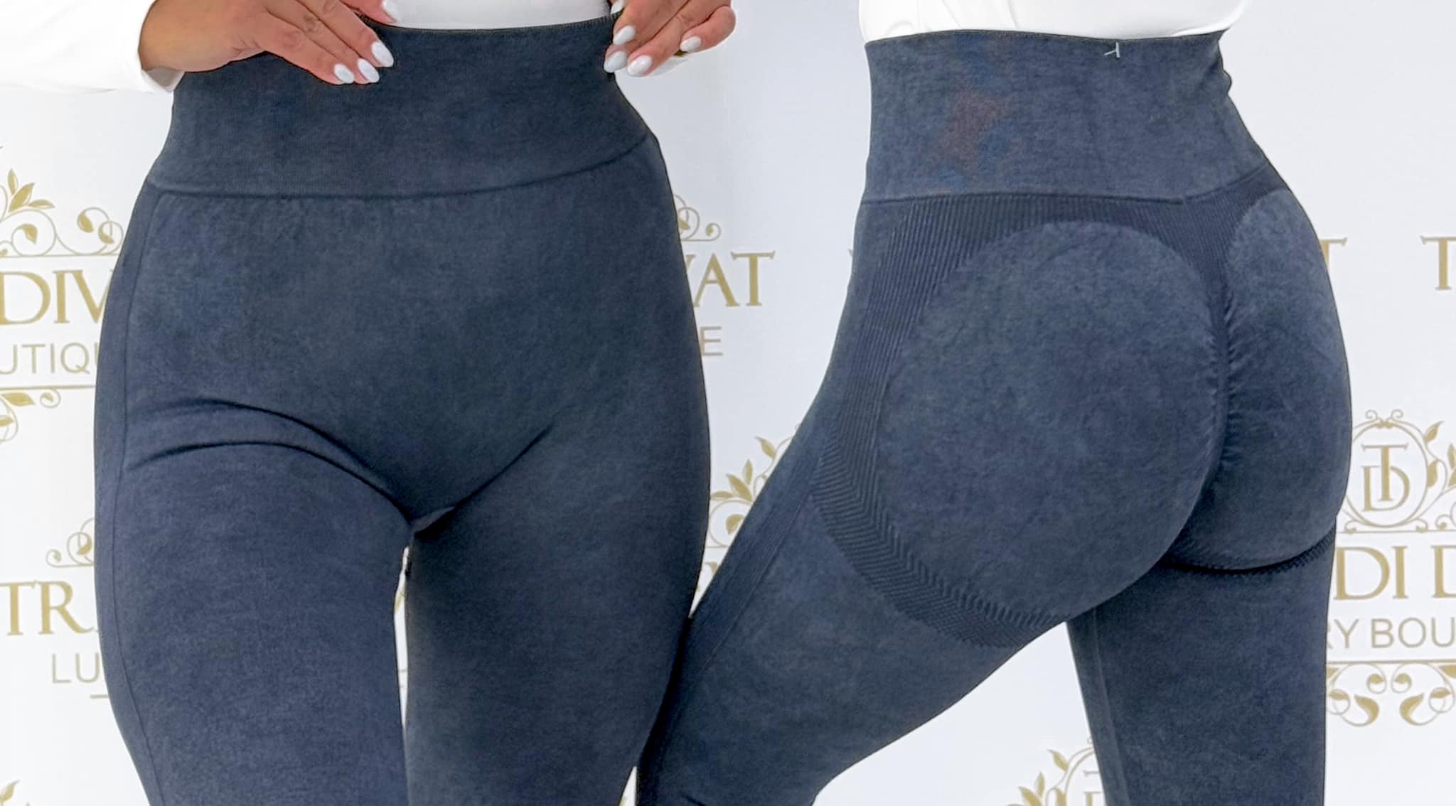 Shaping leggings "CH-2991" with batik effect, pulled at the bottom - Image 9