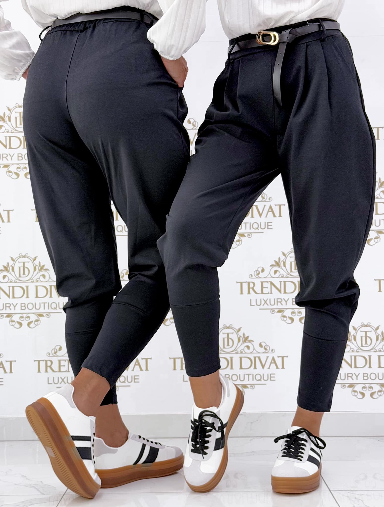 Elastic linen fabric breeches with gift belt - Image 2