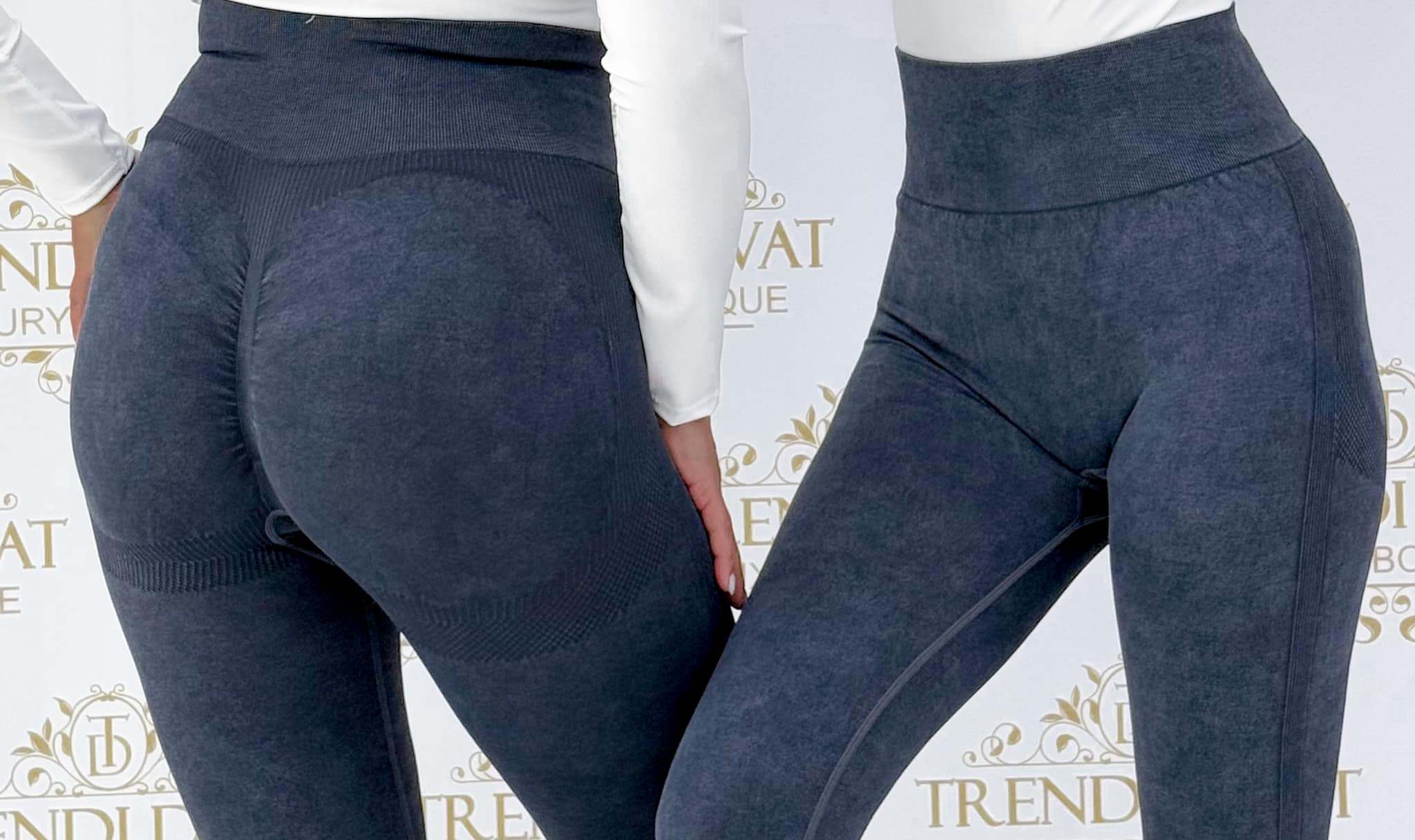 Shaping leggings "CH-2991" with batik effect, pulled at the bottom - Image 11