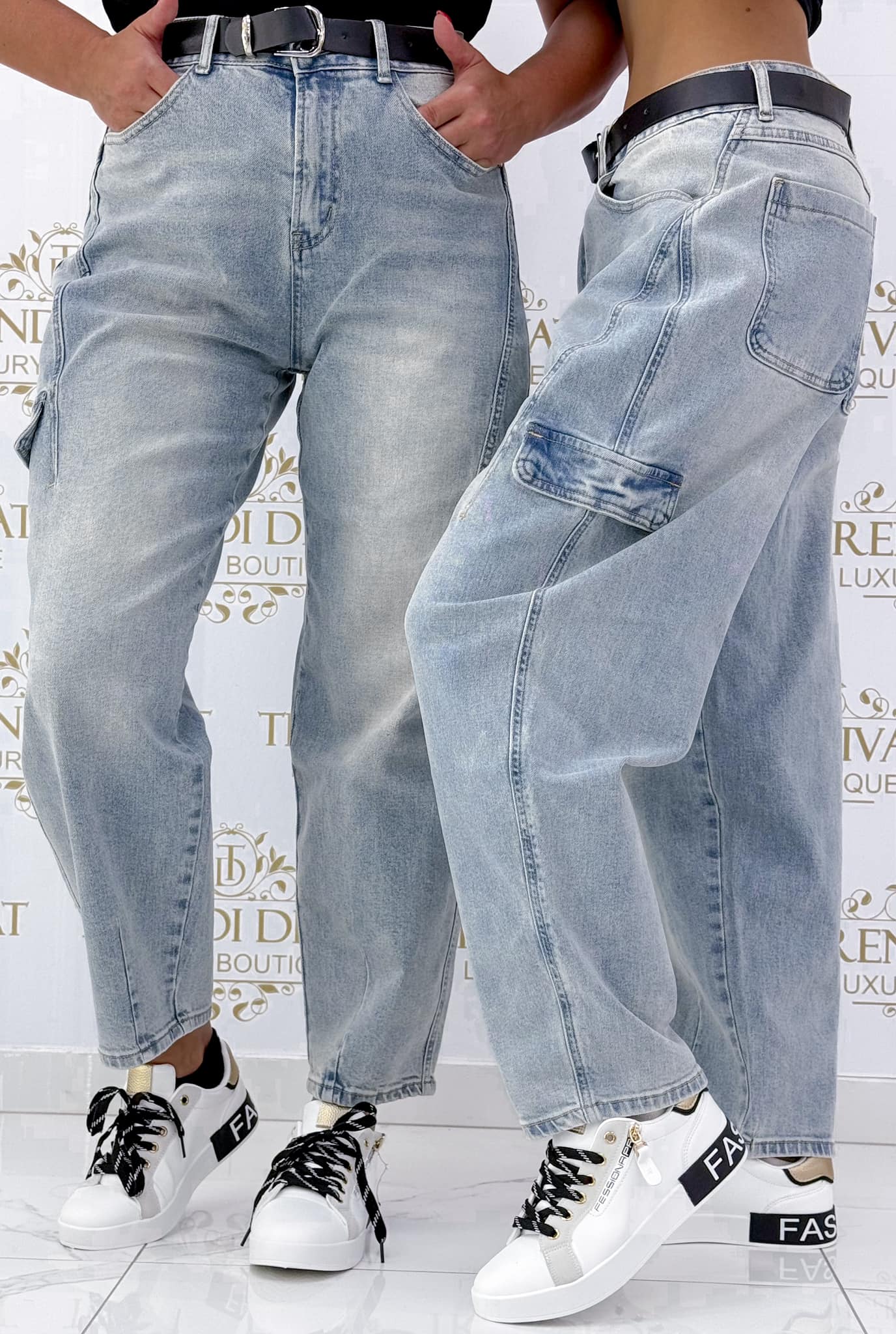 Side pocket with decorative jeans, gift belt "BG1039H"