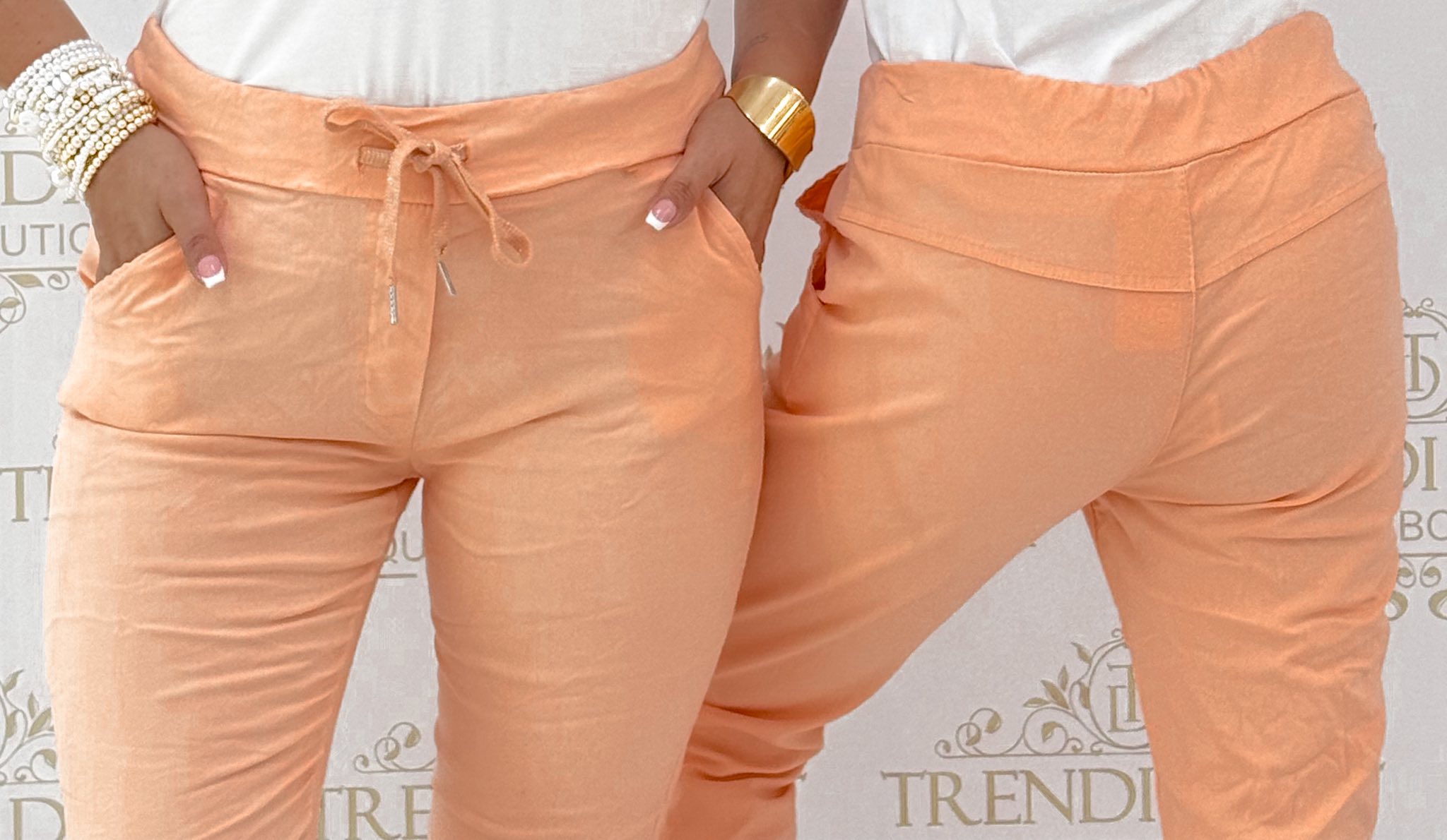 Elasticated waist trousers with elasticated waistband and elasticated canvas fabric - Image 59