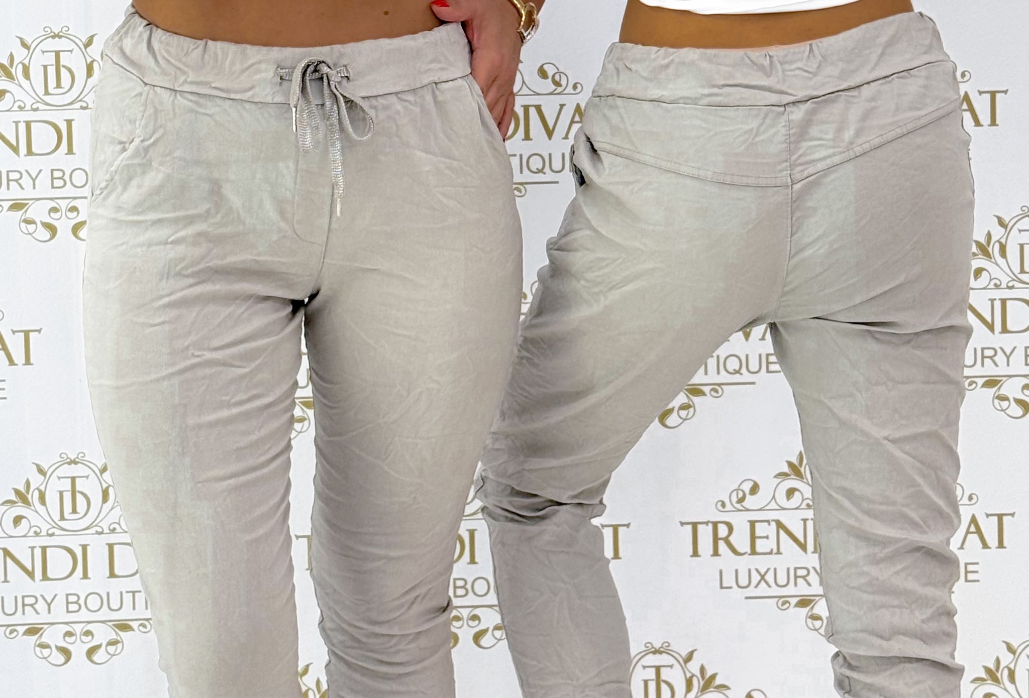 Elasticated waist trousers with elasticated waistband and elasticated canvas fabric - Image 11