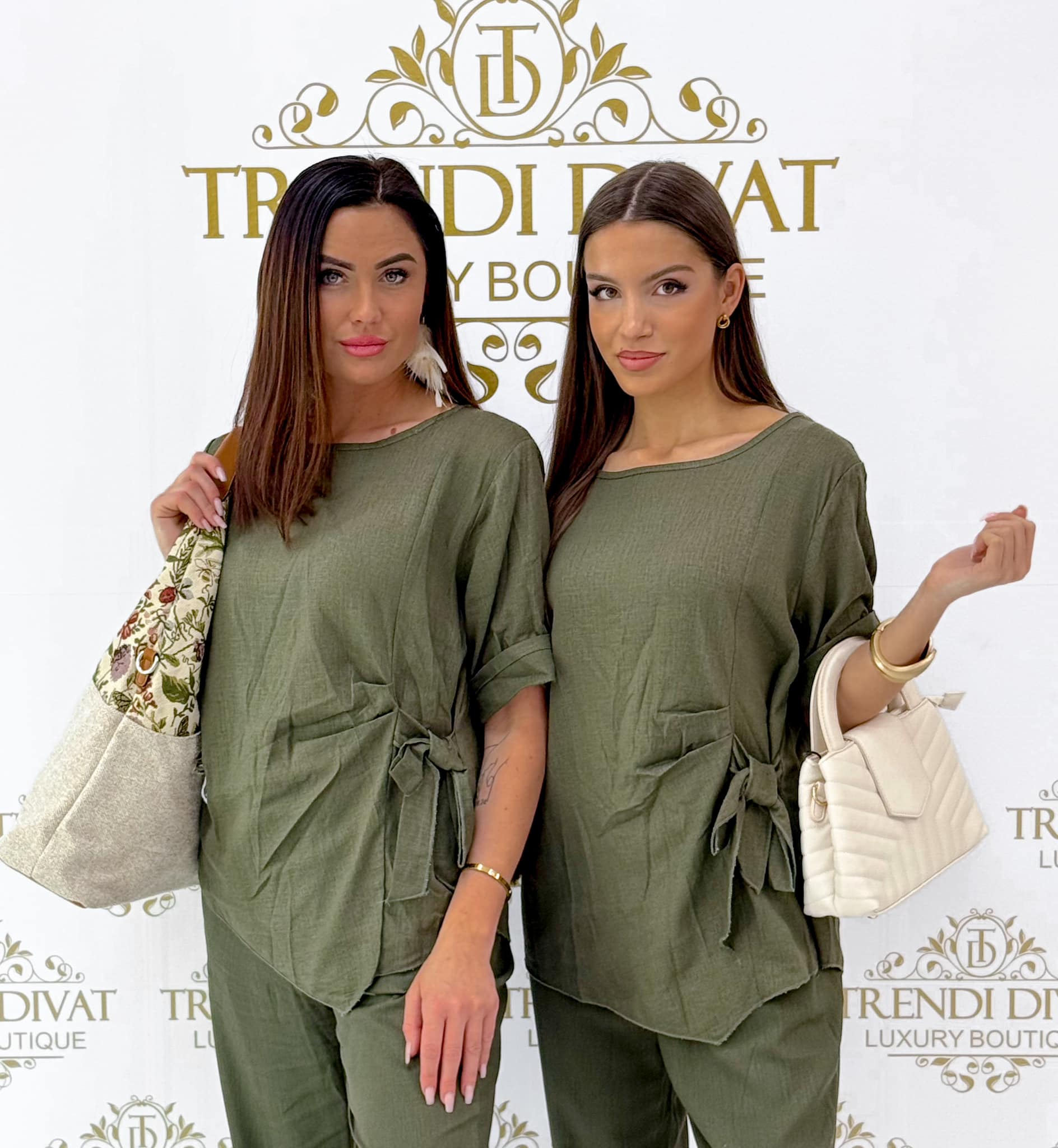 Linen effect top with bow tie at the waist - Image 18