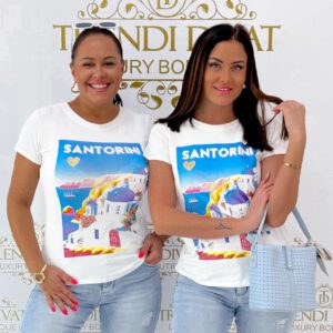 T-shirt with Santorini landscape pattern