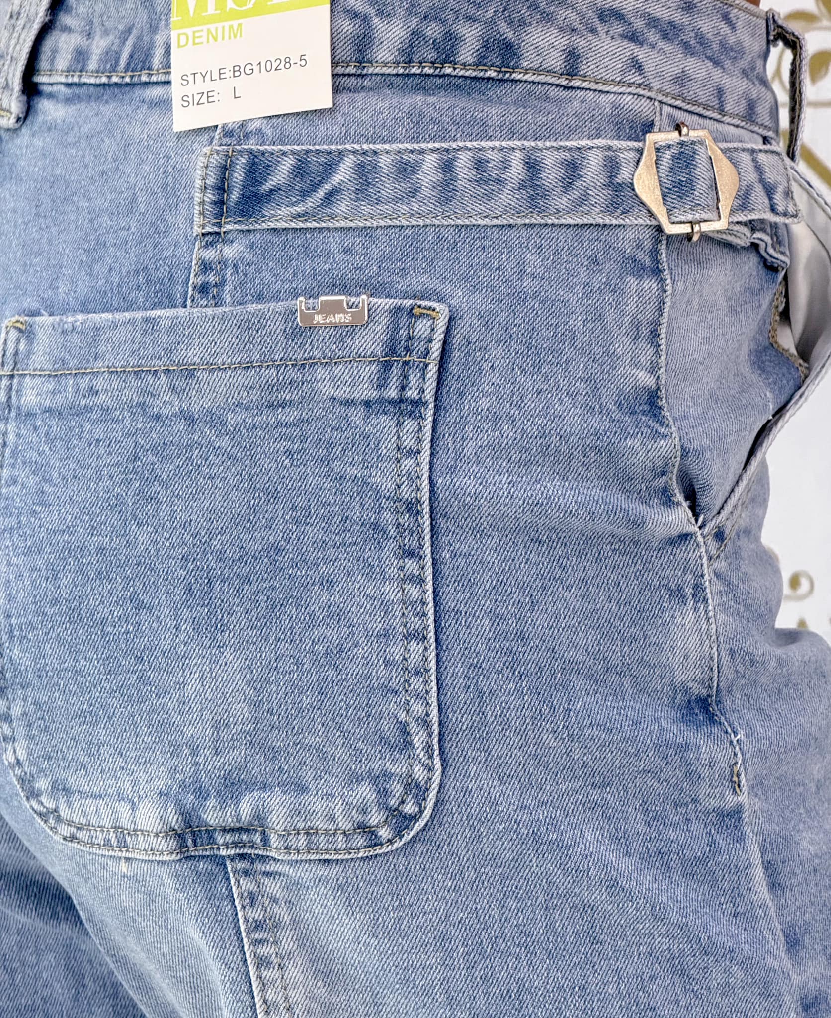 Jeans with decorative buckle at the waist and side pockets "BG1028-5" - Image 5