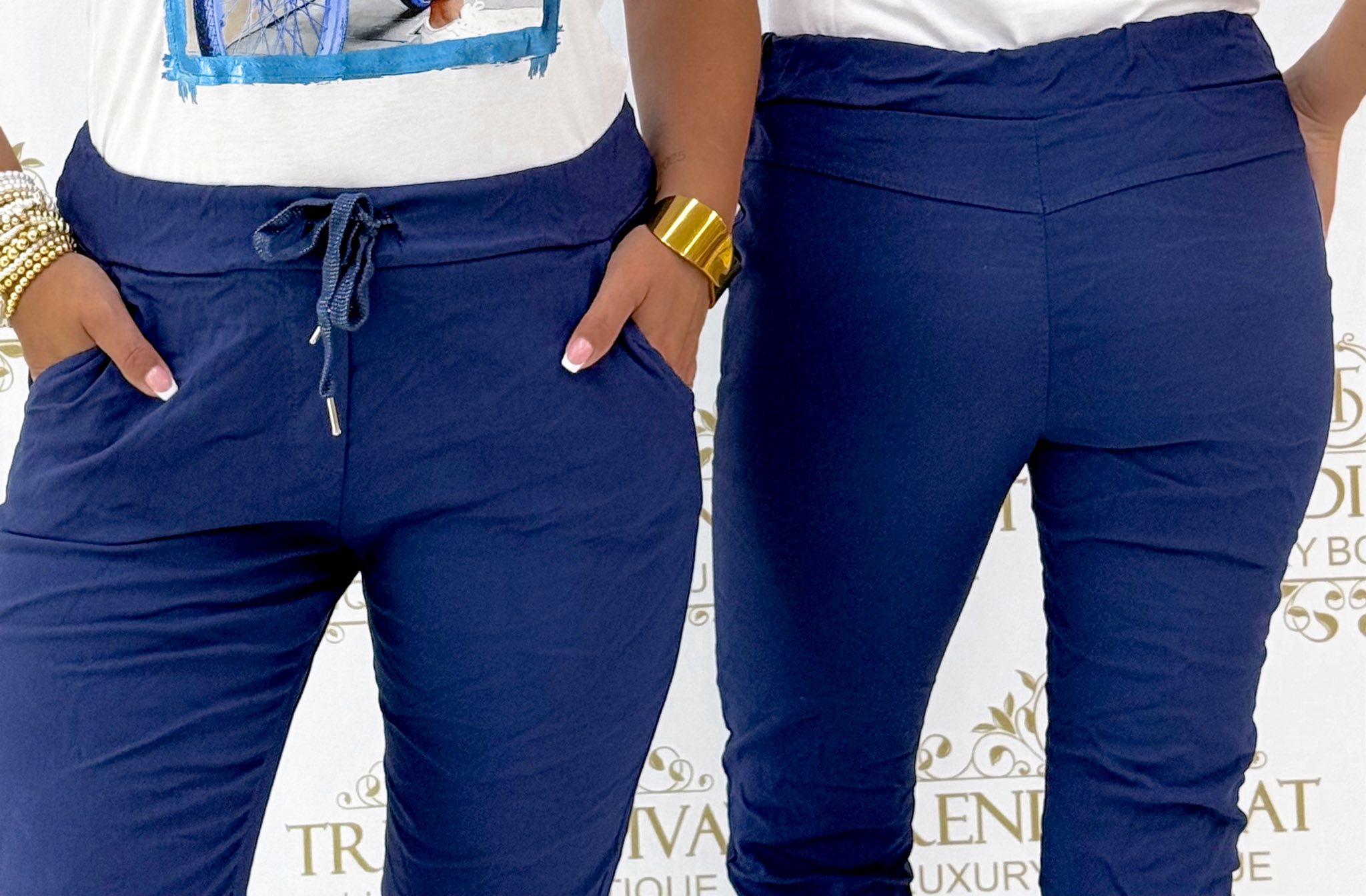 Elasticated waist trousers with elasticated waistband and elasticated canvas fabric - Image 67