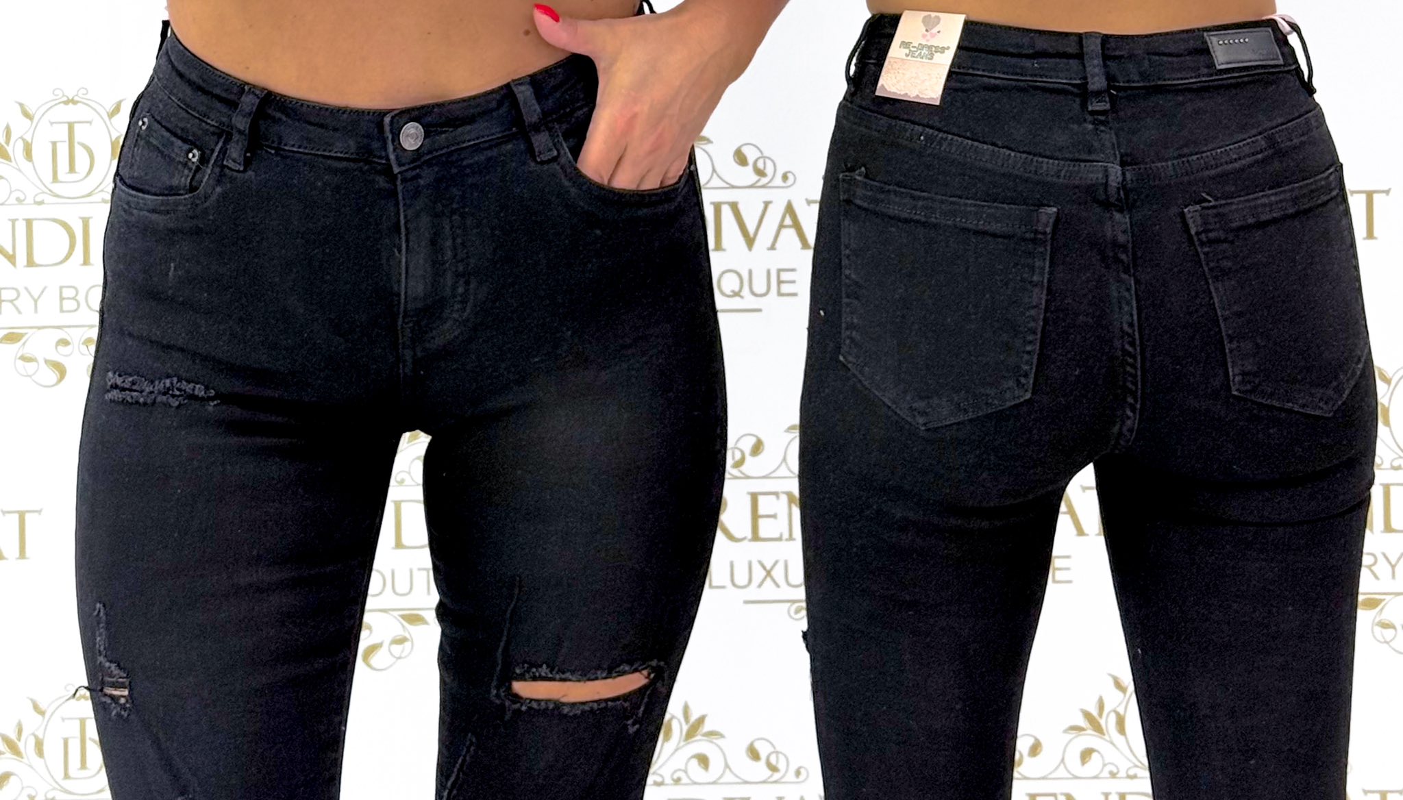 Tépett fekete színű farmernadrág "2786-A" - Image 2