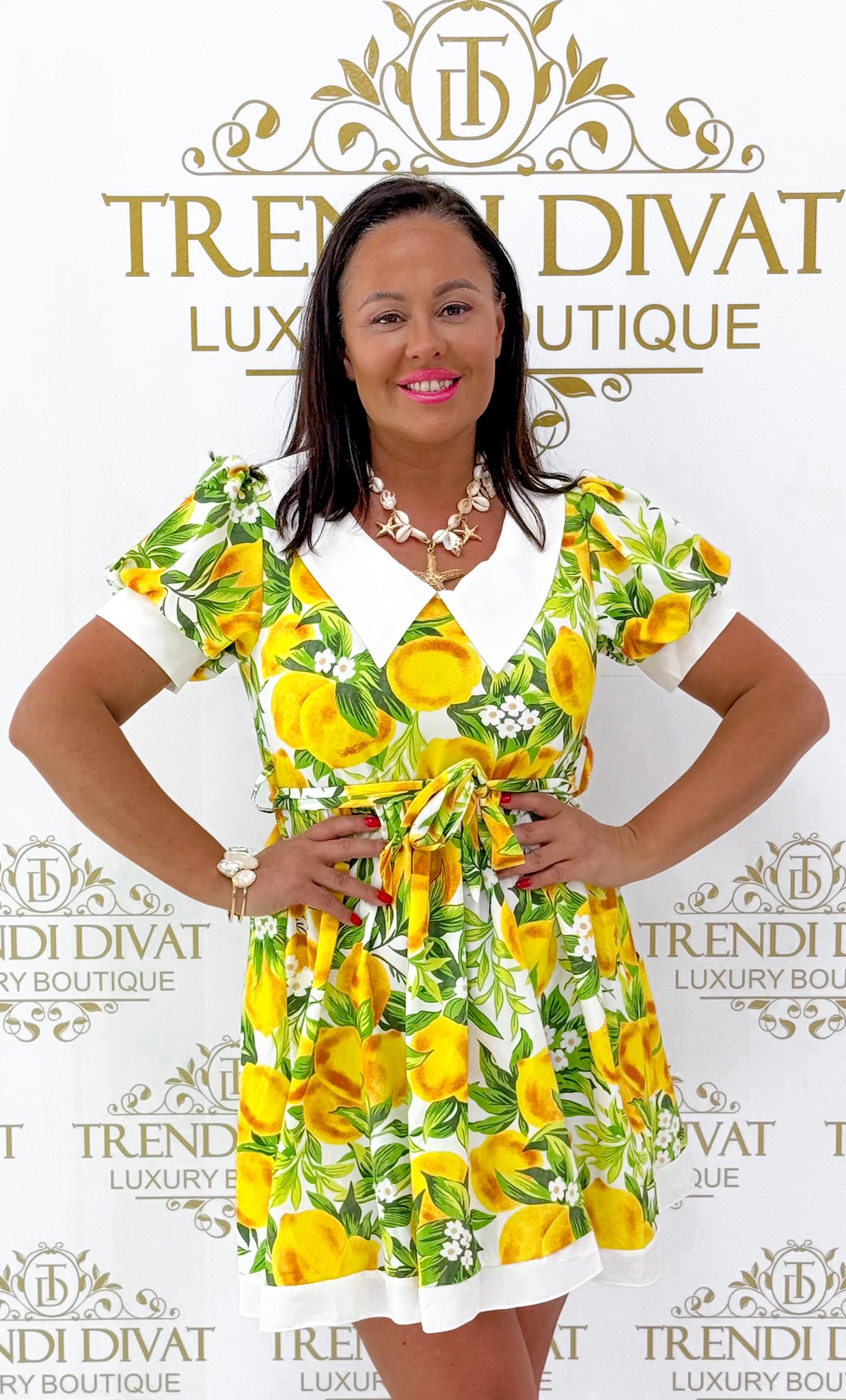 Nagy galléros, puffos ujjú, citrom mintázatú kis ruha - Image 13