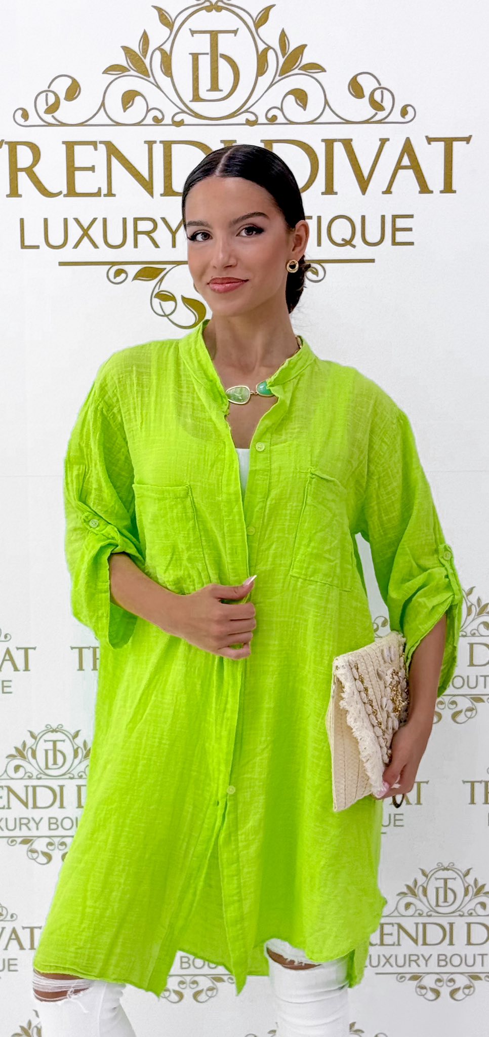 Álló galléros, lenge géz anyagú ing tunika - Image 13