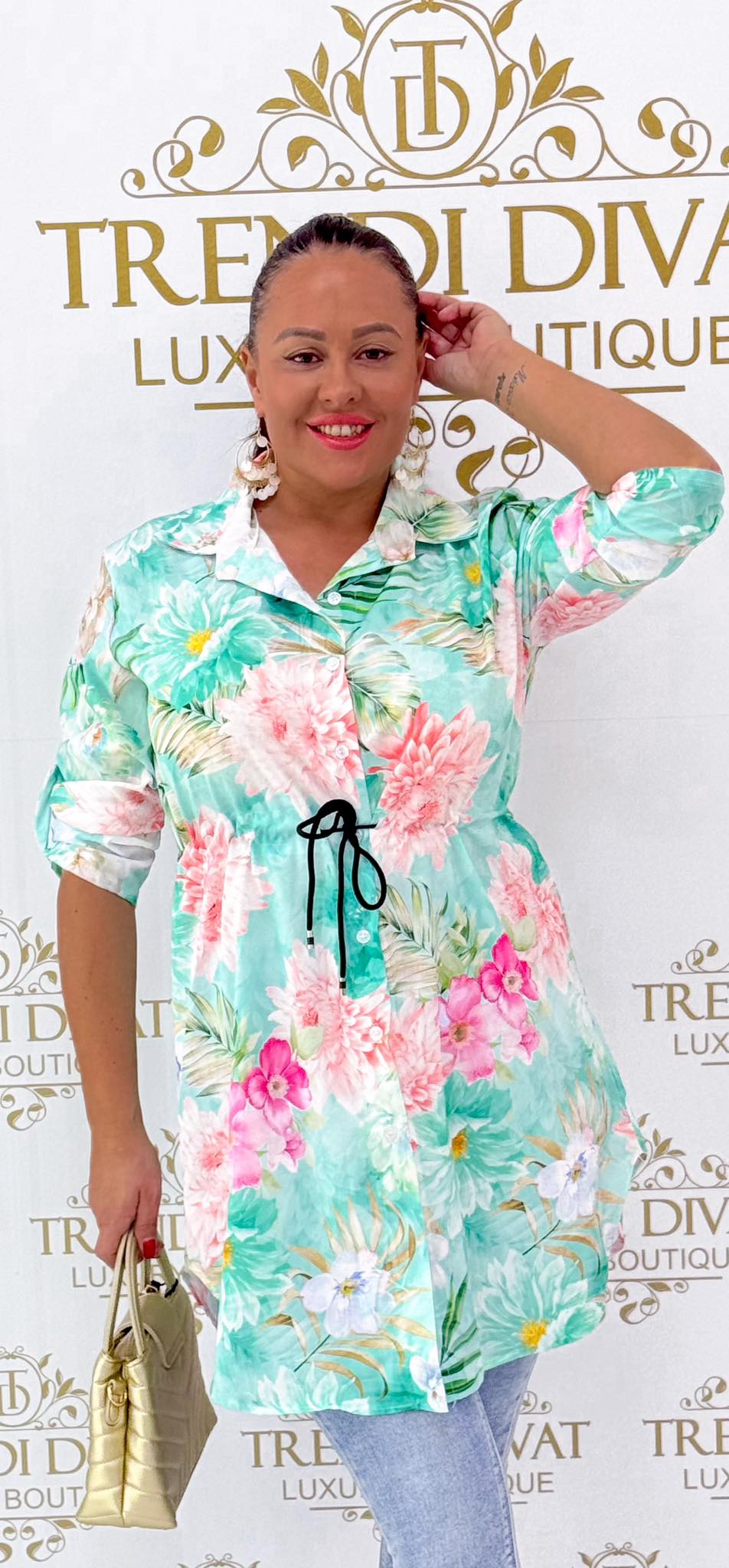 Derekánál megkötős, virág mintázatú, lenge anyagú ingruha - Image 20