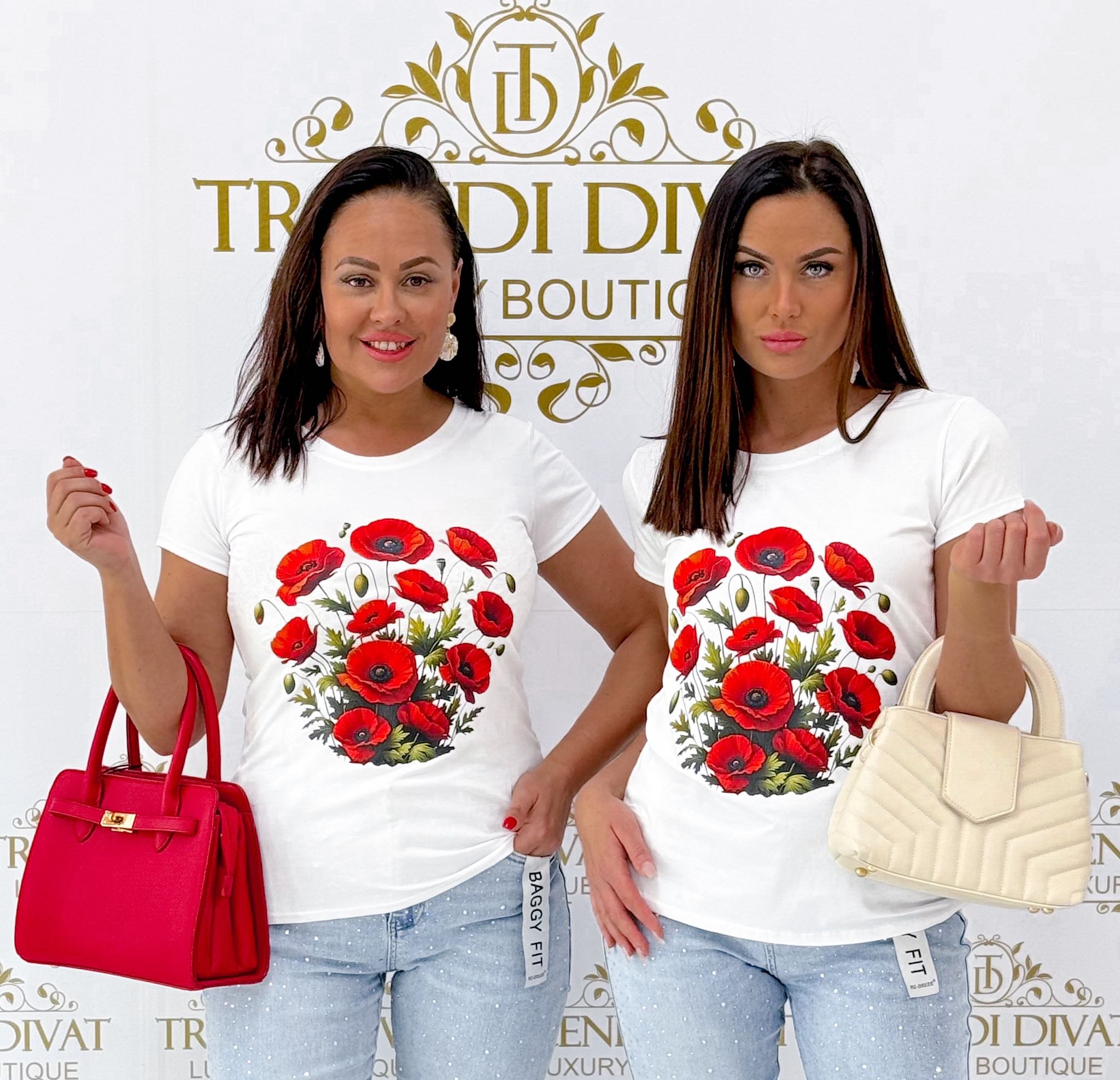 T-shirt with poppy pattern