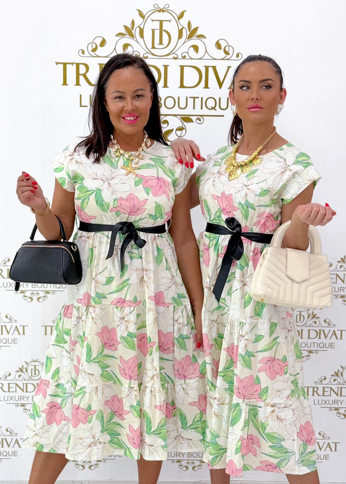 Flower patterned linen midi dress with tie belt - Image 16