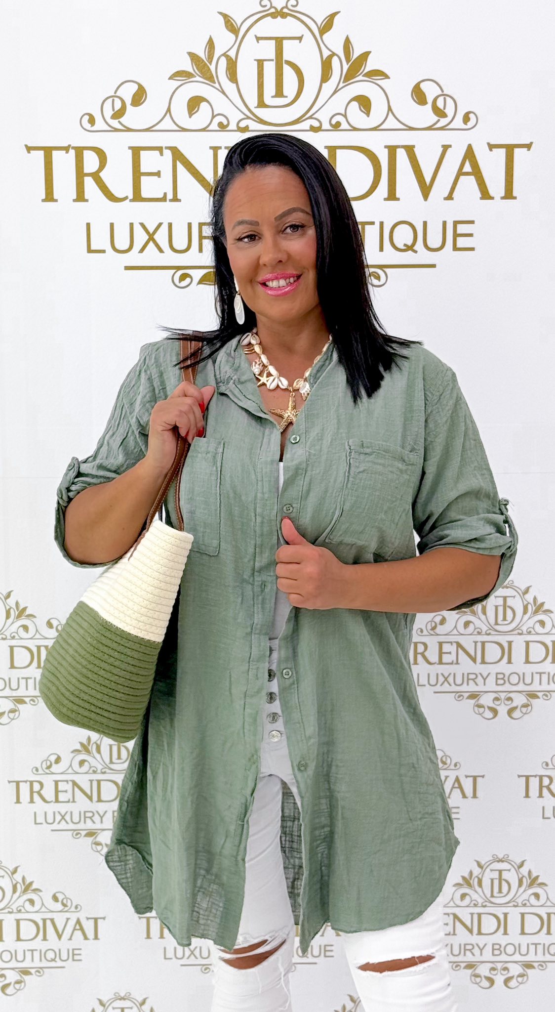 Álló galléros, lenge géz anyagú ing tunika - Image 25