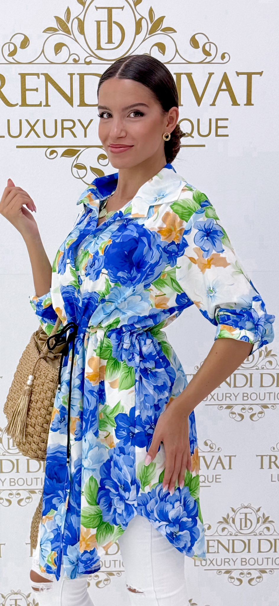 Derekánál megkötős, virág mintázatú, lenge anyagú ingruha - Image 46