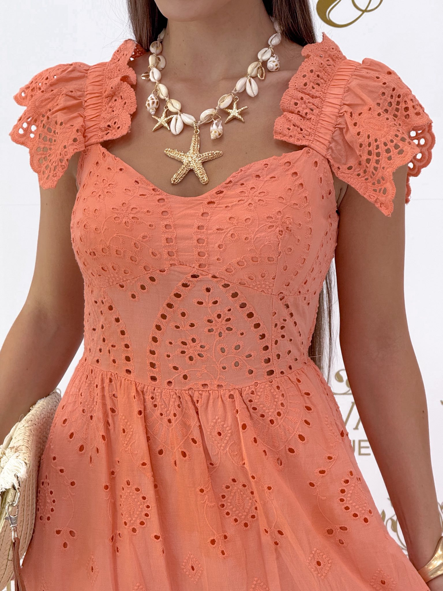 Fodros pántú, madeira hímzett midi ruha - Image 7