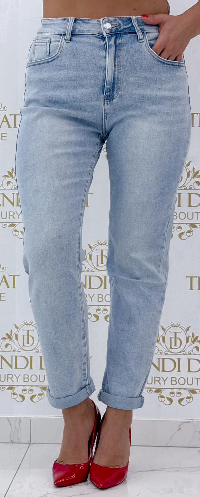 Plus size, elasticated jeans with folded leg "RE3176" - Image 4