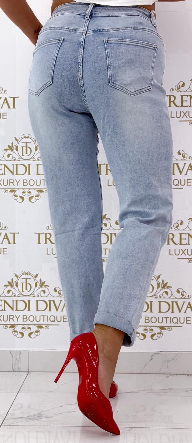 Plus size, elasticated jeans with folded leg "RE3176" - Image 5