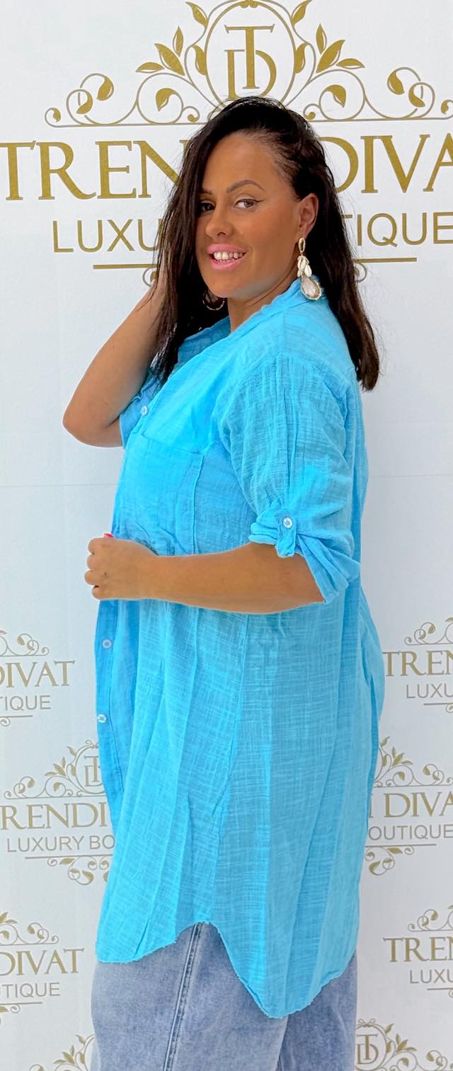 Álló galléros, lenge géz anyagú ing tunika - Image 56