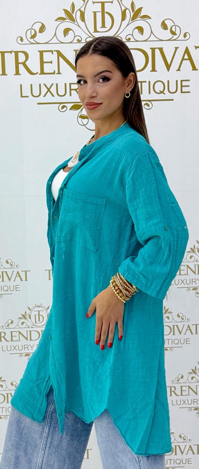 Álló galléros, lenge géz anyagú ing tunika - Image 59