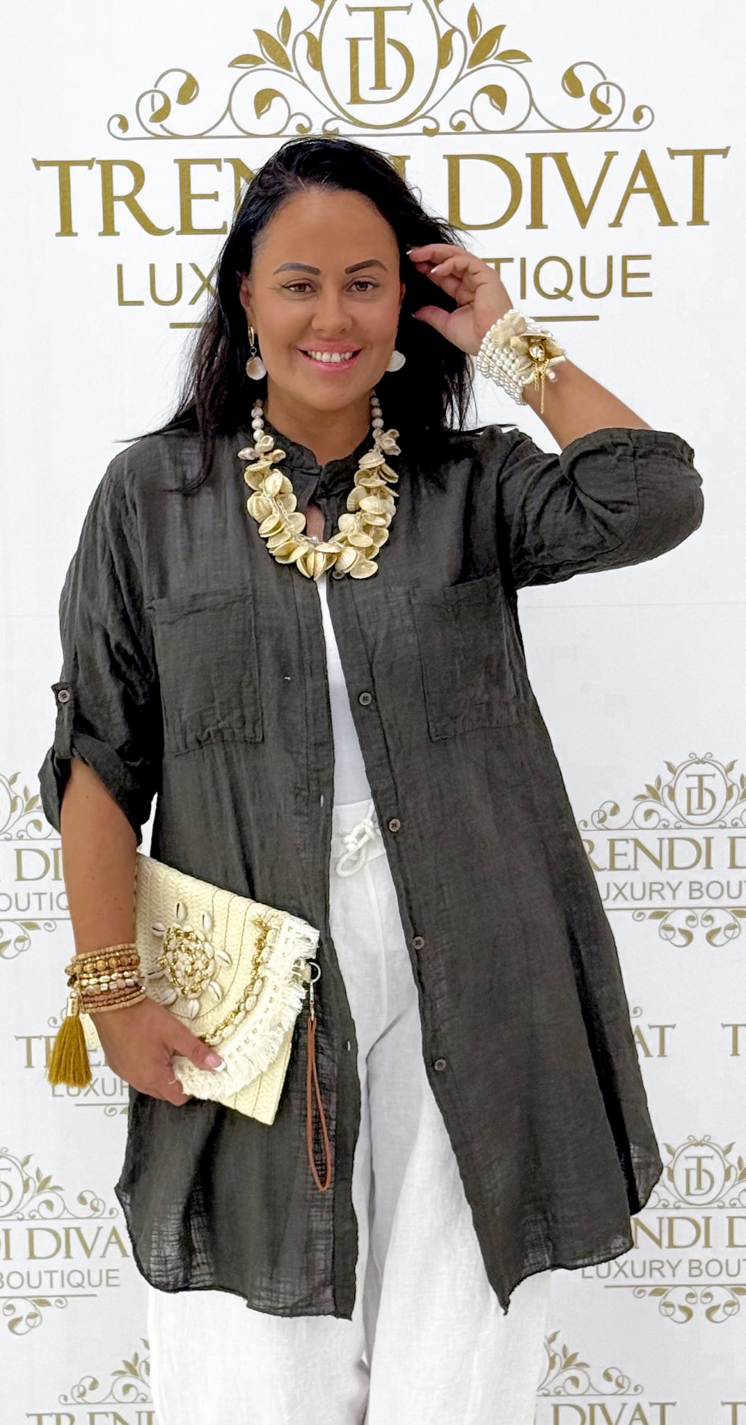 Álló galléros, lenge géz anyagú ing tunika - Image 45