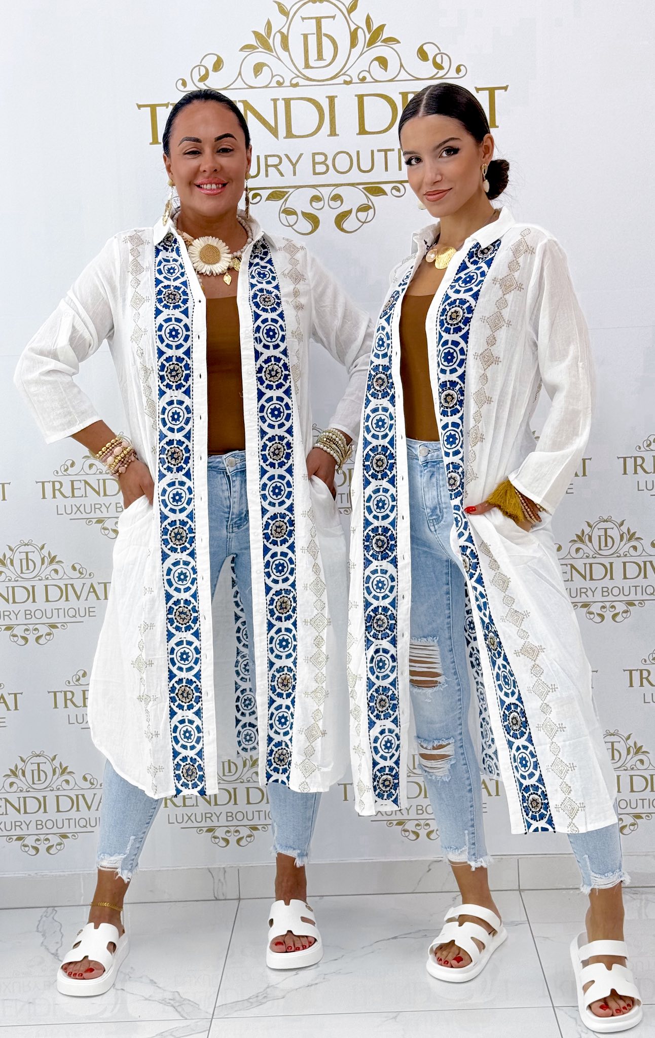 Lenge vékony vászon anyagú, különleges mintázatú maxi ing tunika - Image 2