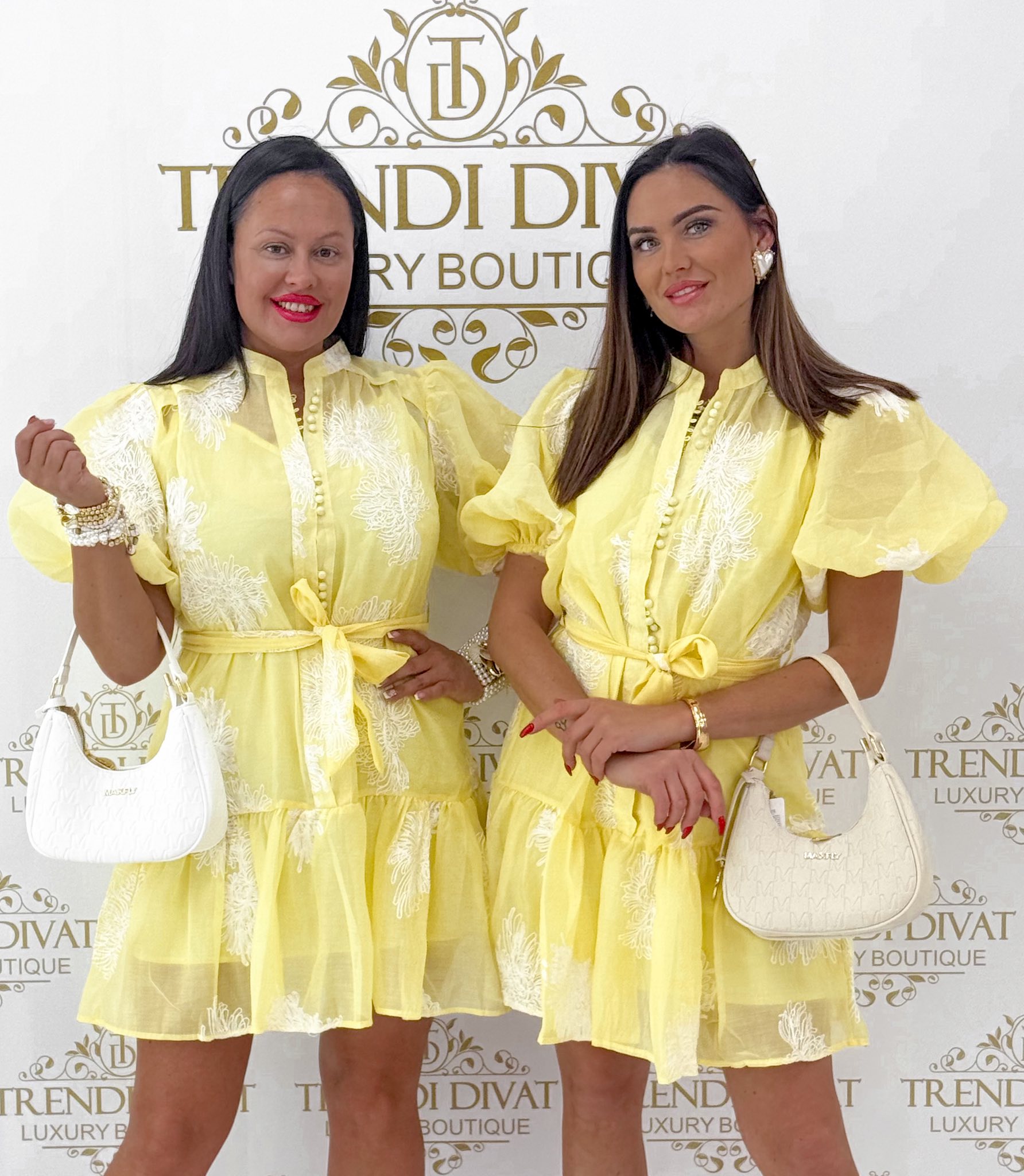 Puffos ujjú, virág hímzett, vékony lenge anyagú kis ruha, kombinéval - Image 11