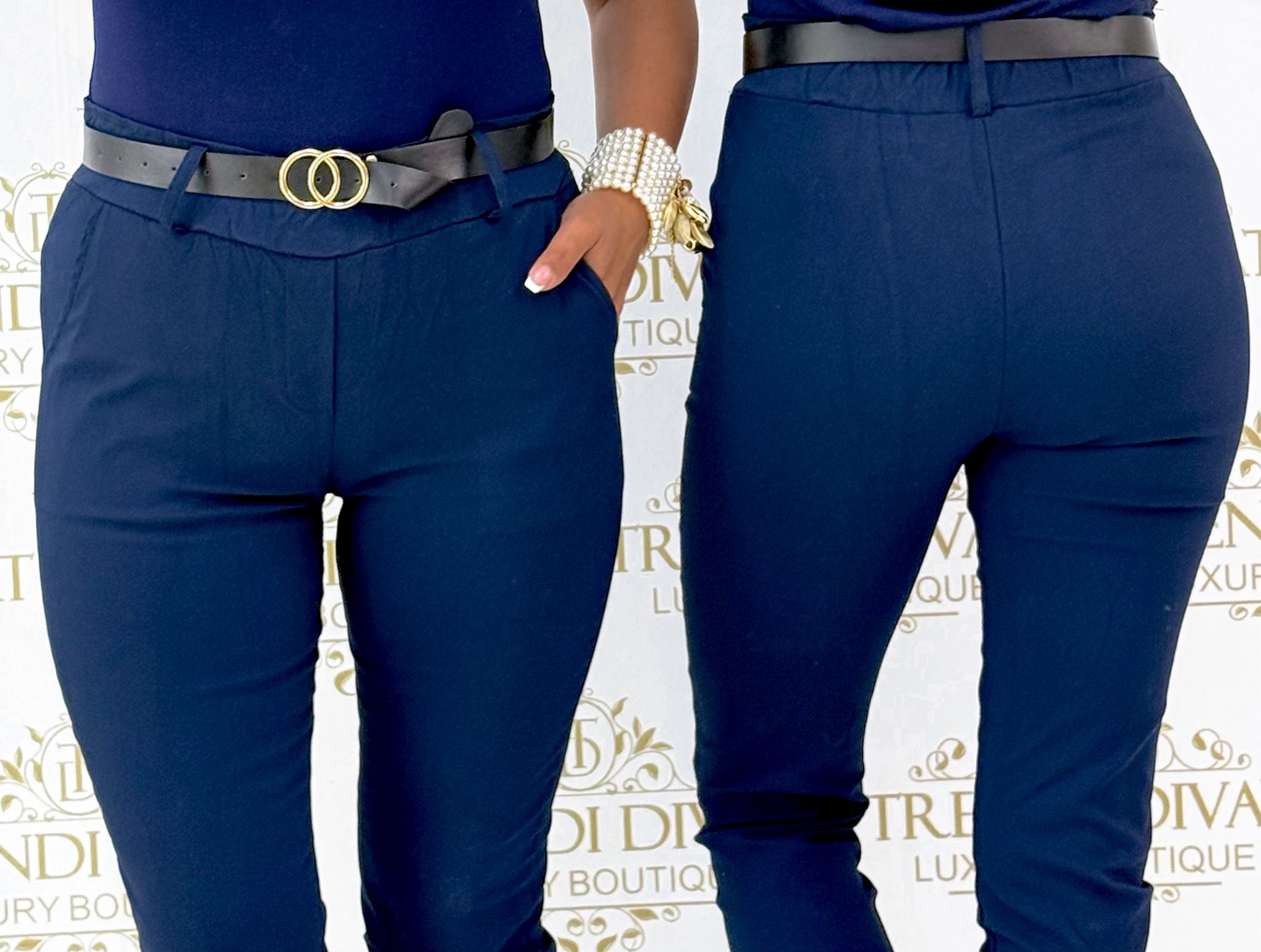 Gumis derekú, elasztikus vászon anyagú nadrág, ajándék övvel - Image 10