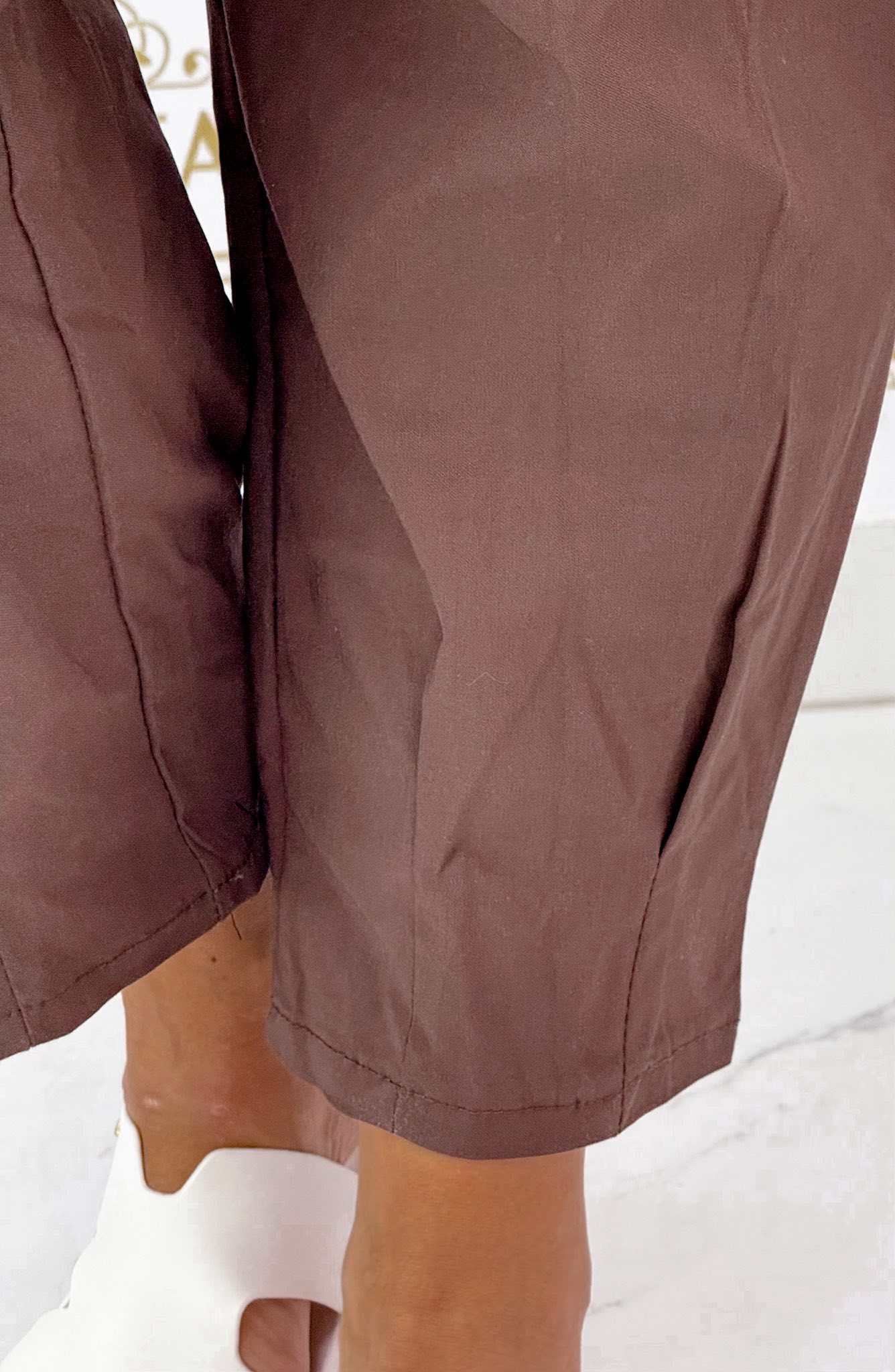 Gumis derekú elasztikus vászon hárem nadrág, ajándék övvel - Image 16