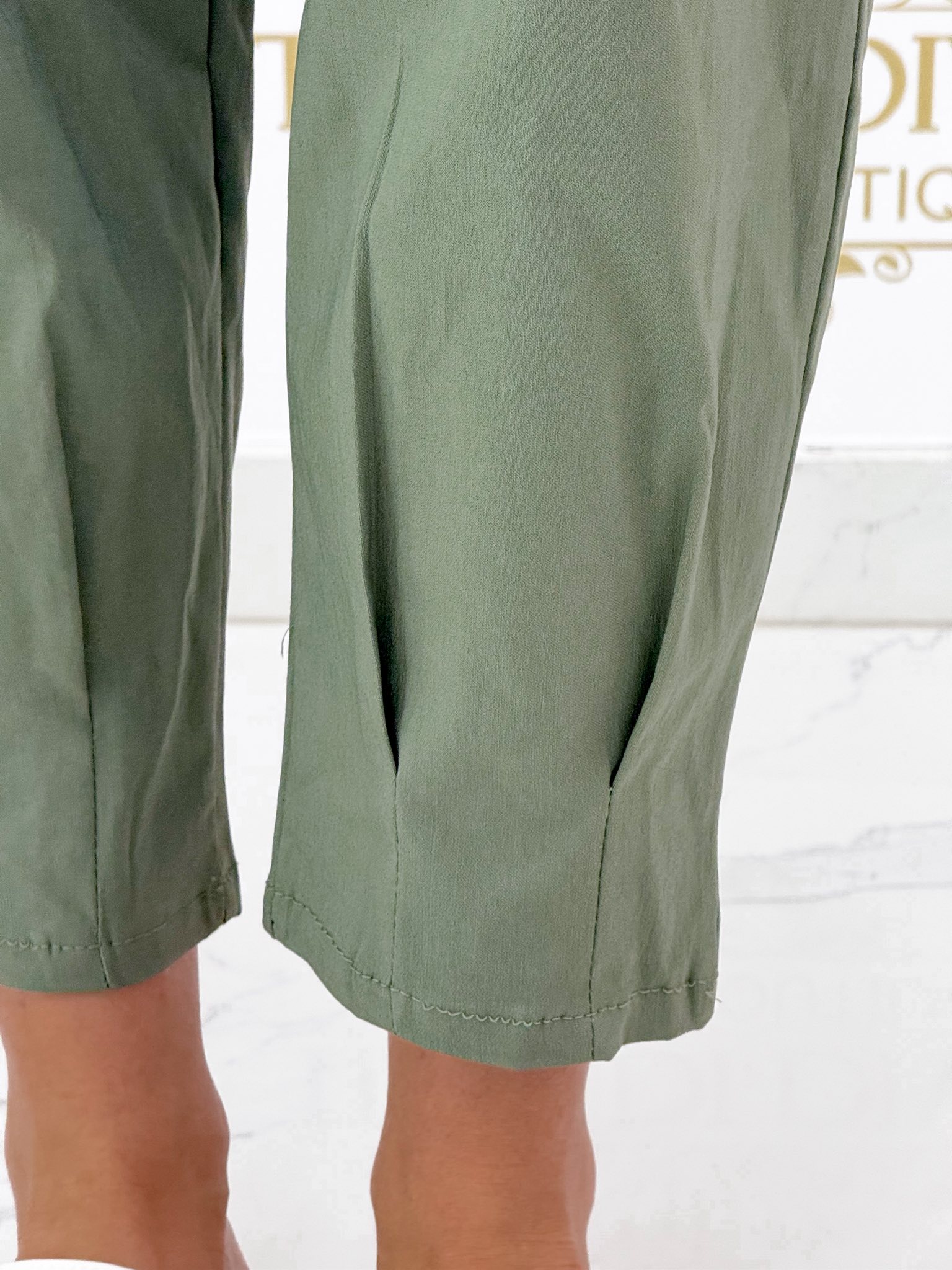 Gumis derekú elasztikus vászon hárem nadrág, ajándék övvel - Image 20