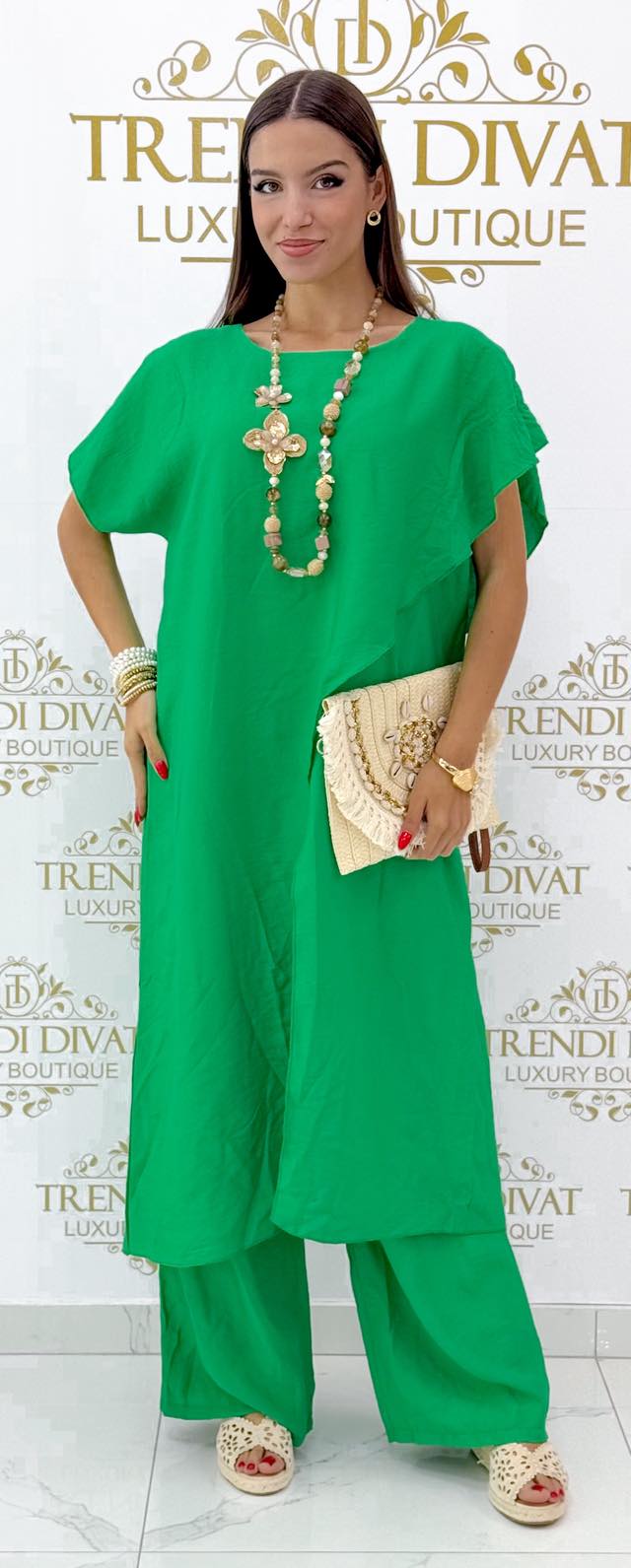 Egyedi átlapolt fazonú, lenge vászon anyagú palazzo szett - Image 15