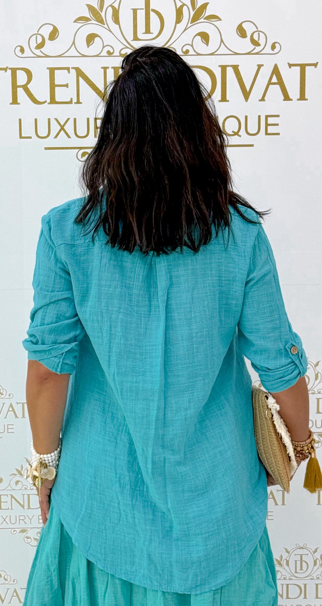 Álló galléros, gombos nyakú, lenvászon anyagú blúz - Image 16