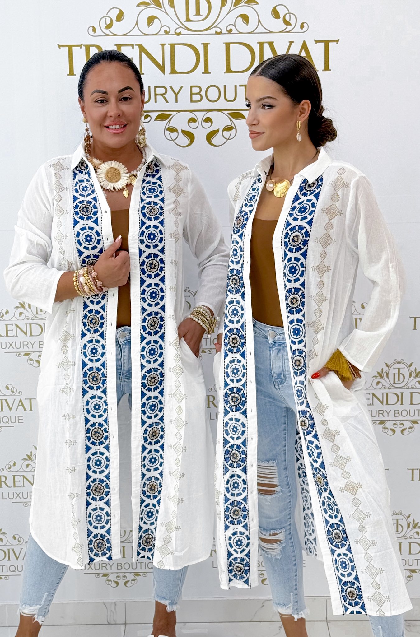 Lenge vékony vászon anyagú, különleges mintázatú maxi ing tunika - Image 3